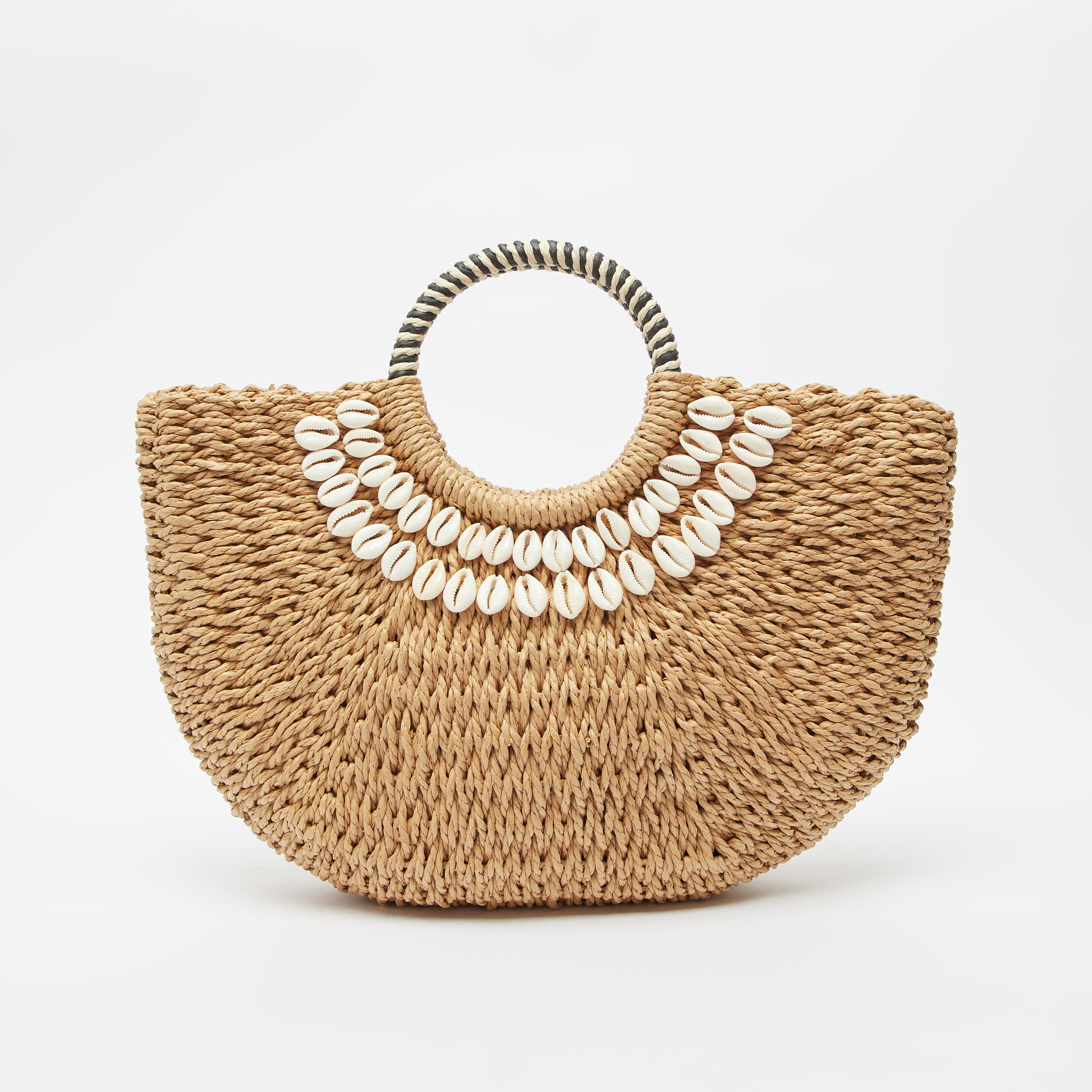 شنطة توتي بارزة الملمس بمقابض مزدوجة وتفاصيل شيل مزخرفة-women-bagsandwallets-handbags-image-1