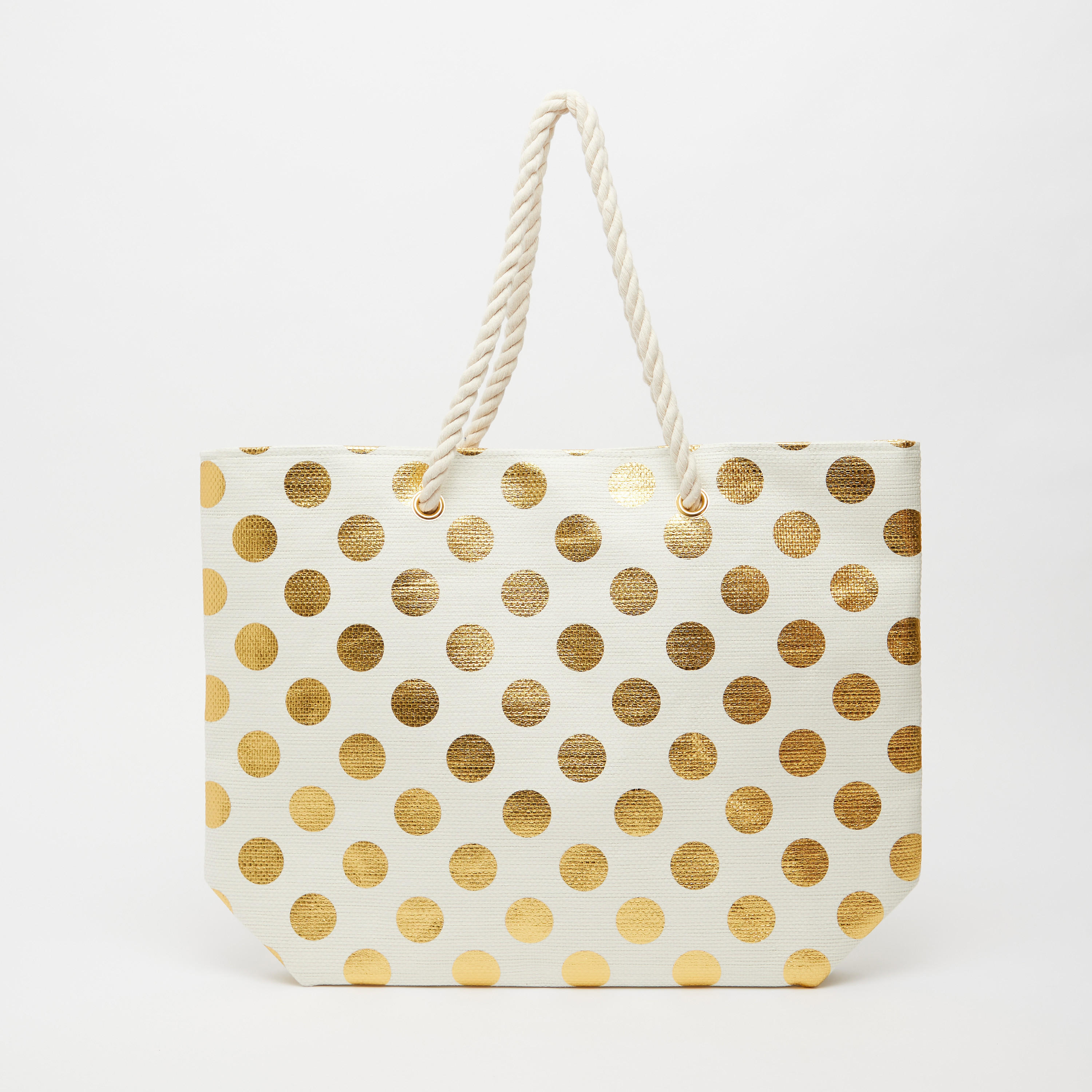 شنطة كتف بطبعات فويل منقطة بمقابض مزدوجة-women-bagsandwallets-handbags-image-1