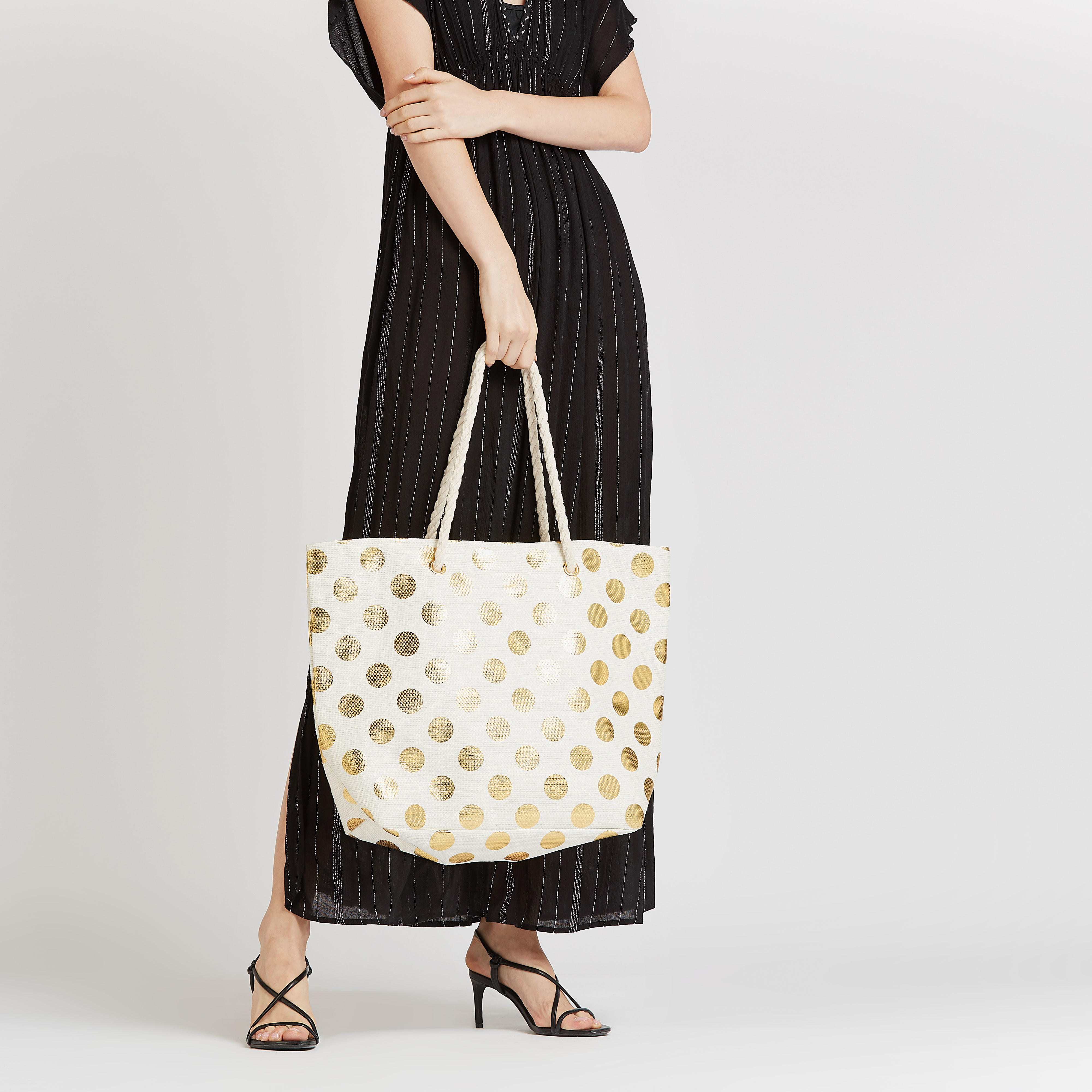 شنطة كتف بطبعات فويل منقطة بمقابض مزدوجة-women-bagsandwallets-handbags-image-2
