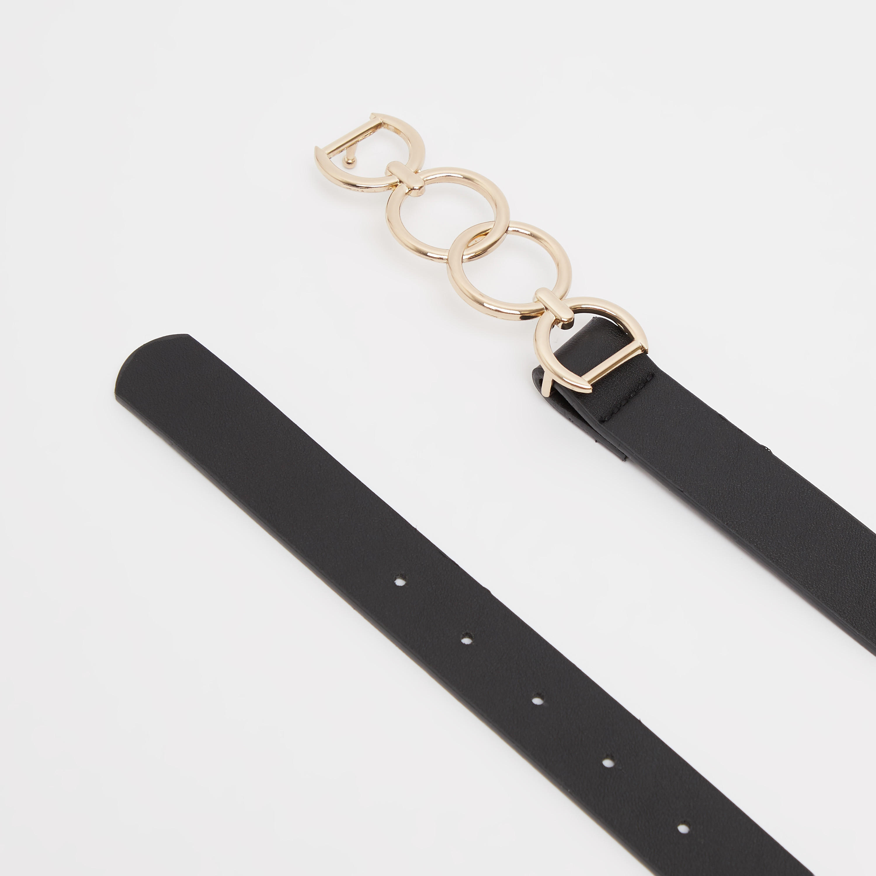حزام سادة بإبزيم إغلاق بدبوس وزينة ميتاليك-women-clothingaccessories-belts-image-1