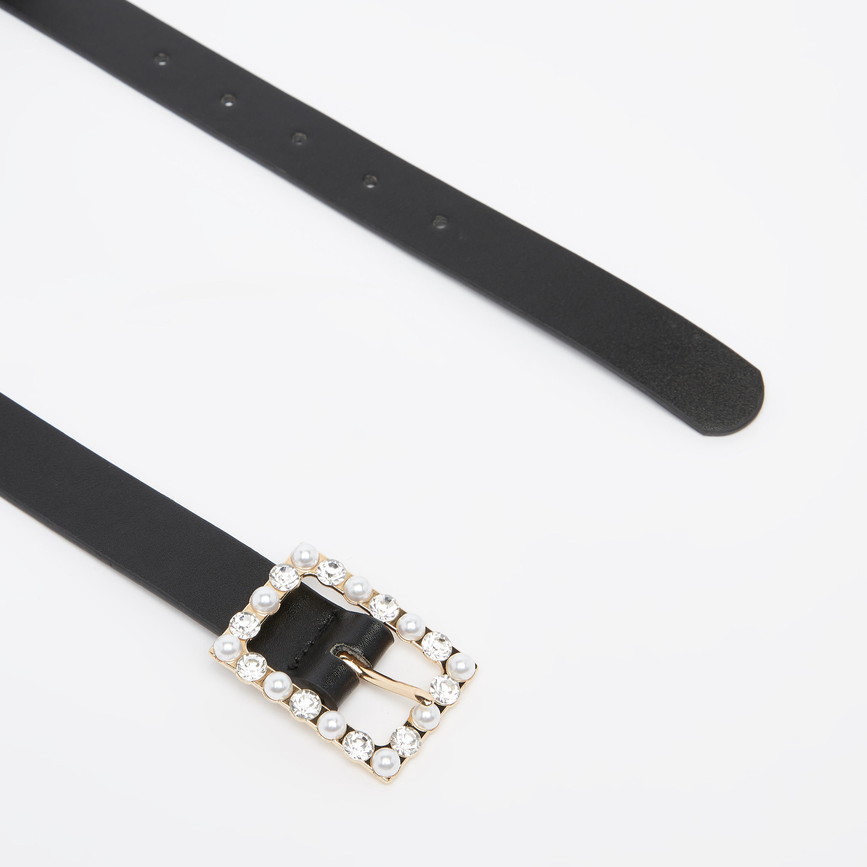 Solid Belt with Embellished Pin Buckle Closure-women-clothingaccessories-belts-image-2