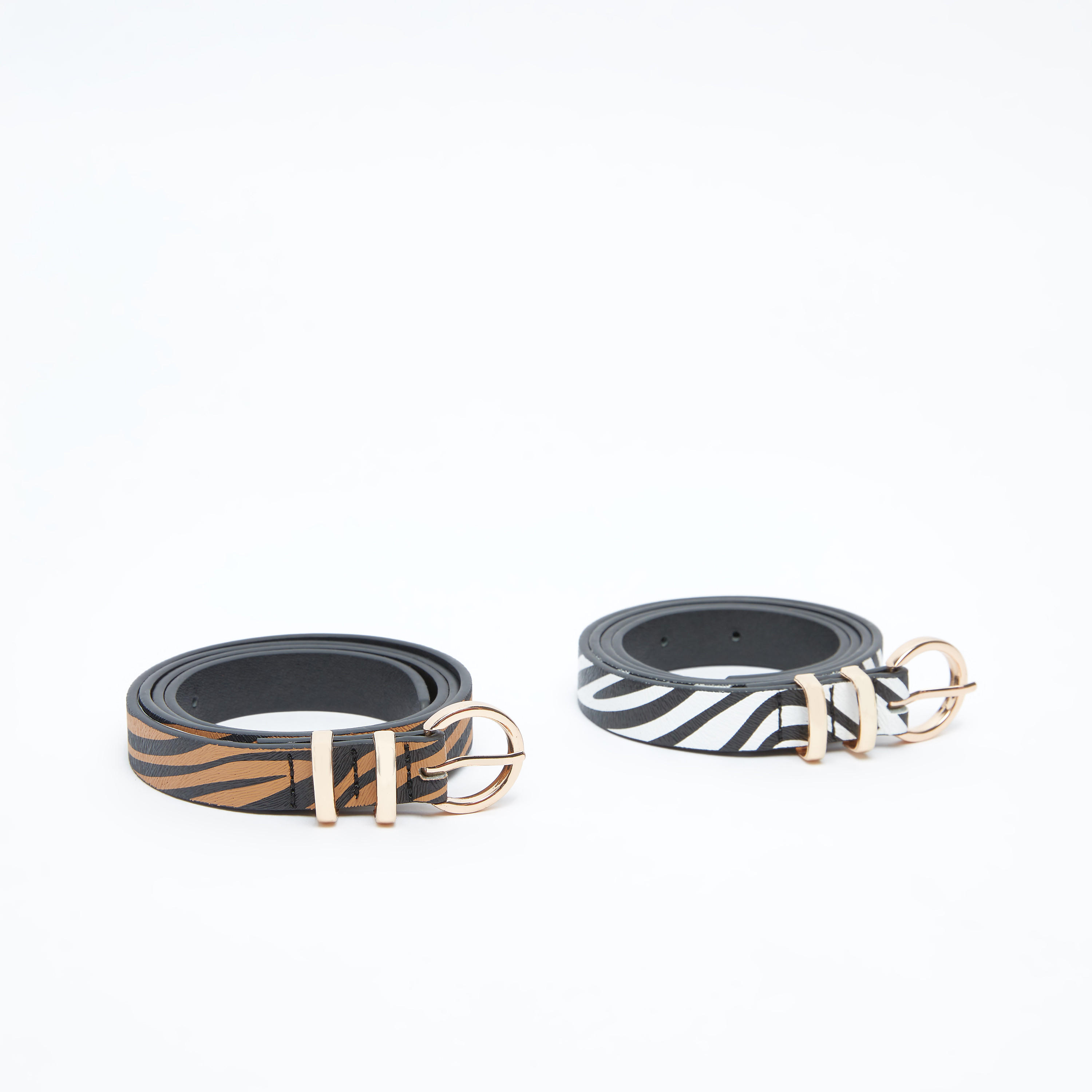 حزام بطبعات حيوانات مع إبزيم إغلاق بدبوس - طقم من قطعتين-women-clothingaccessories-belts-image-1