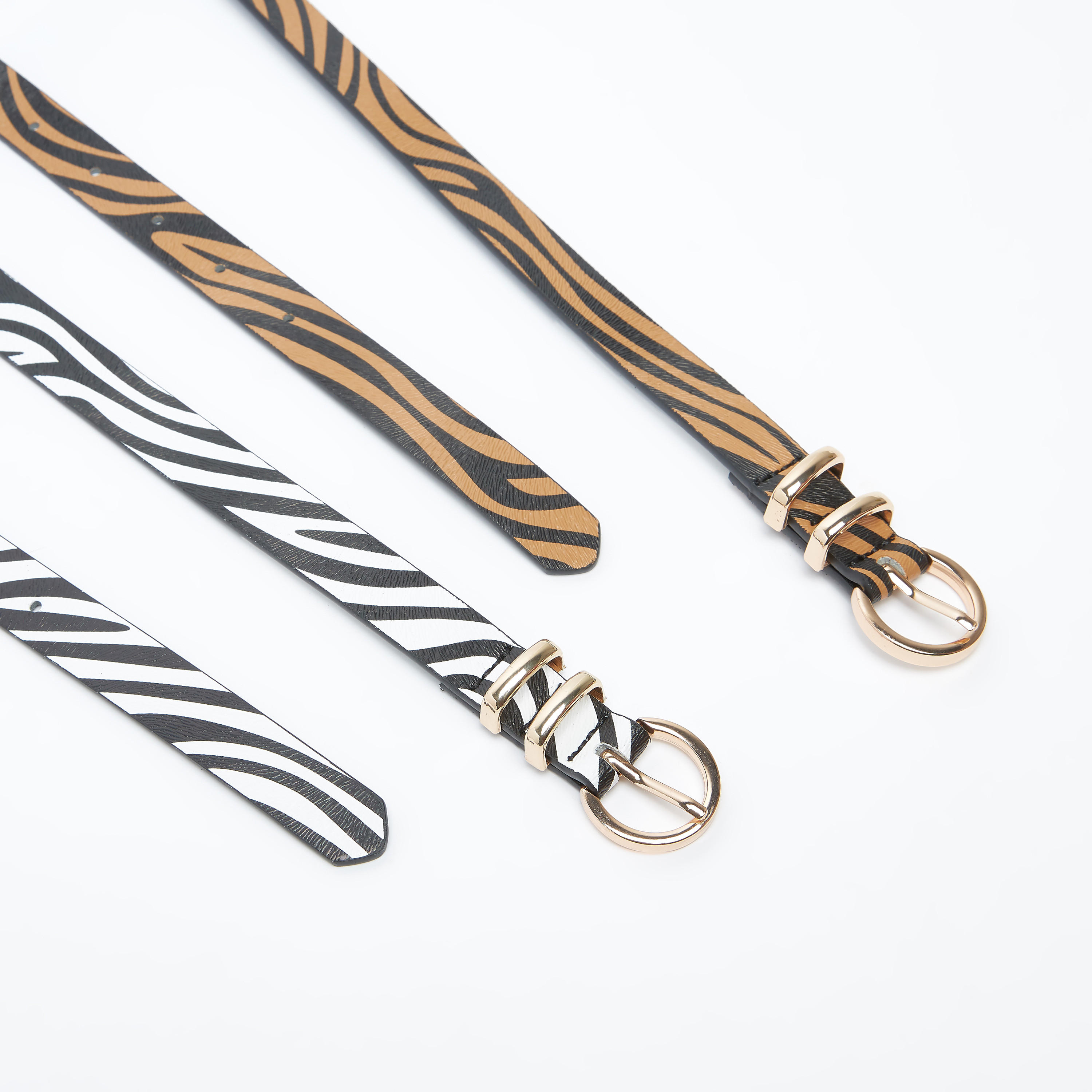حزام بطبعات حيوانات مع إبزيم إغلاق بدبوس - طقم من قطعتين-women-clothingaccessories-belts-image-2