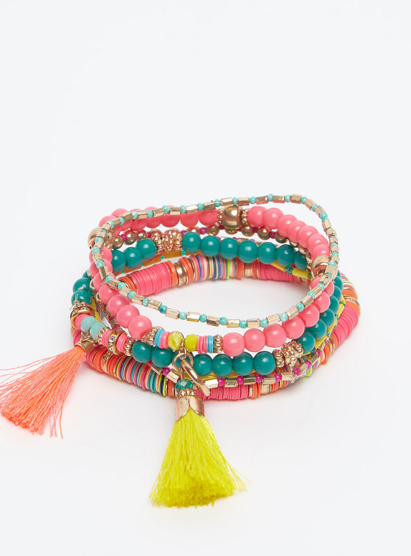 أساور مزيّنة بالخرز - طقم من 7 قطع-women-watchesandjewellery-jewellery-banglesandbracelets-image-3
