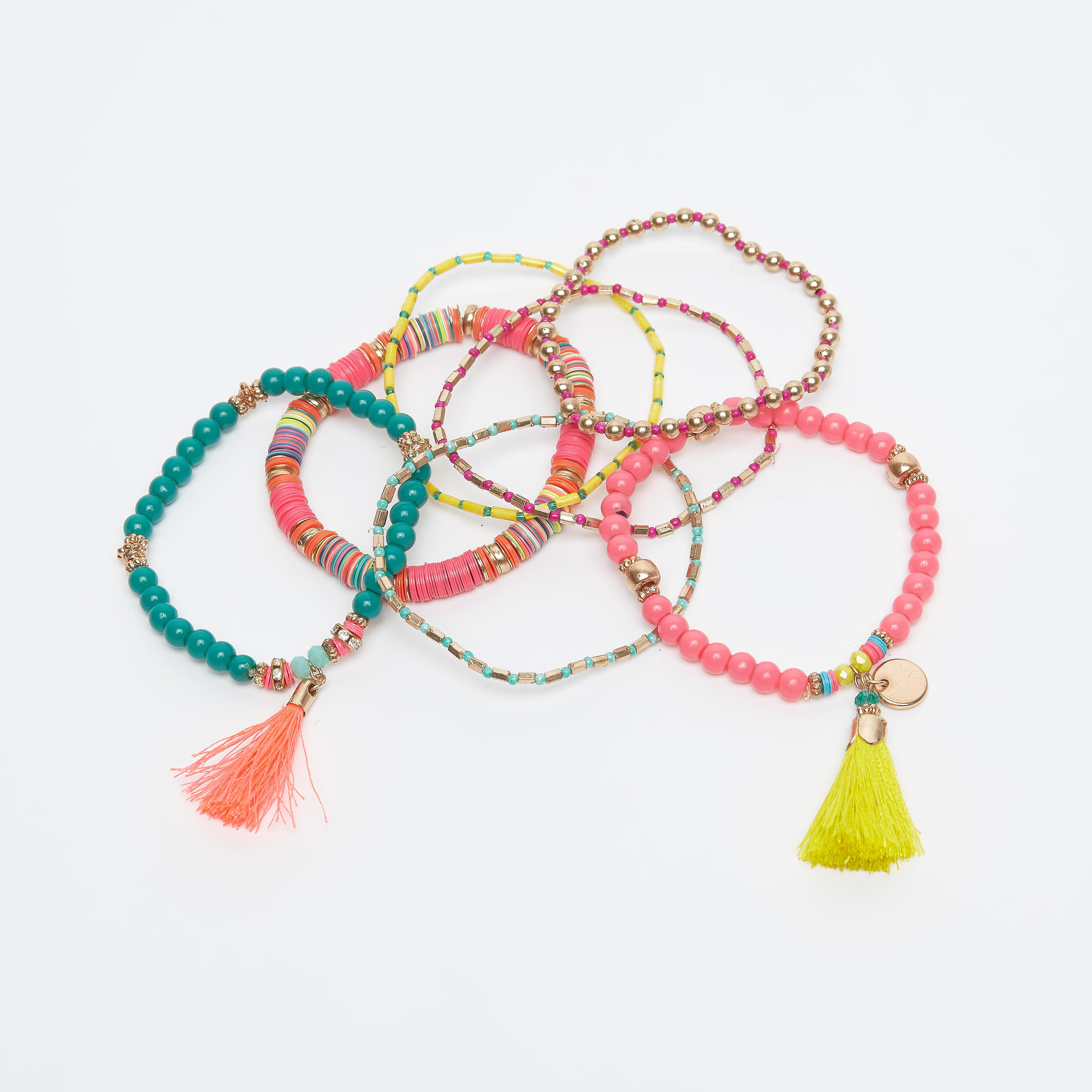 أساور مزيّنة بالخرز - طقم من 7 قطع-women-watchesandjewellery-jewellery-banglesandbracelets-image-2
