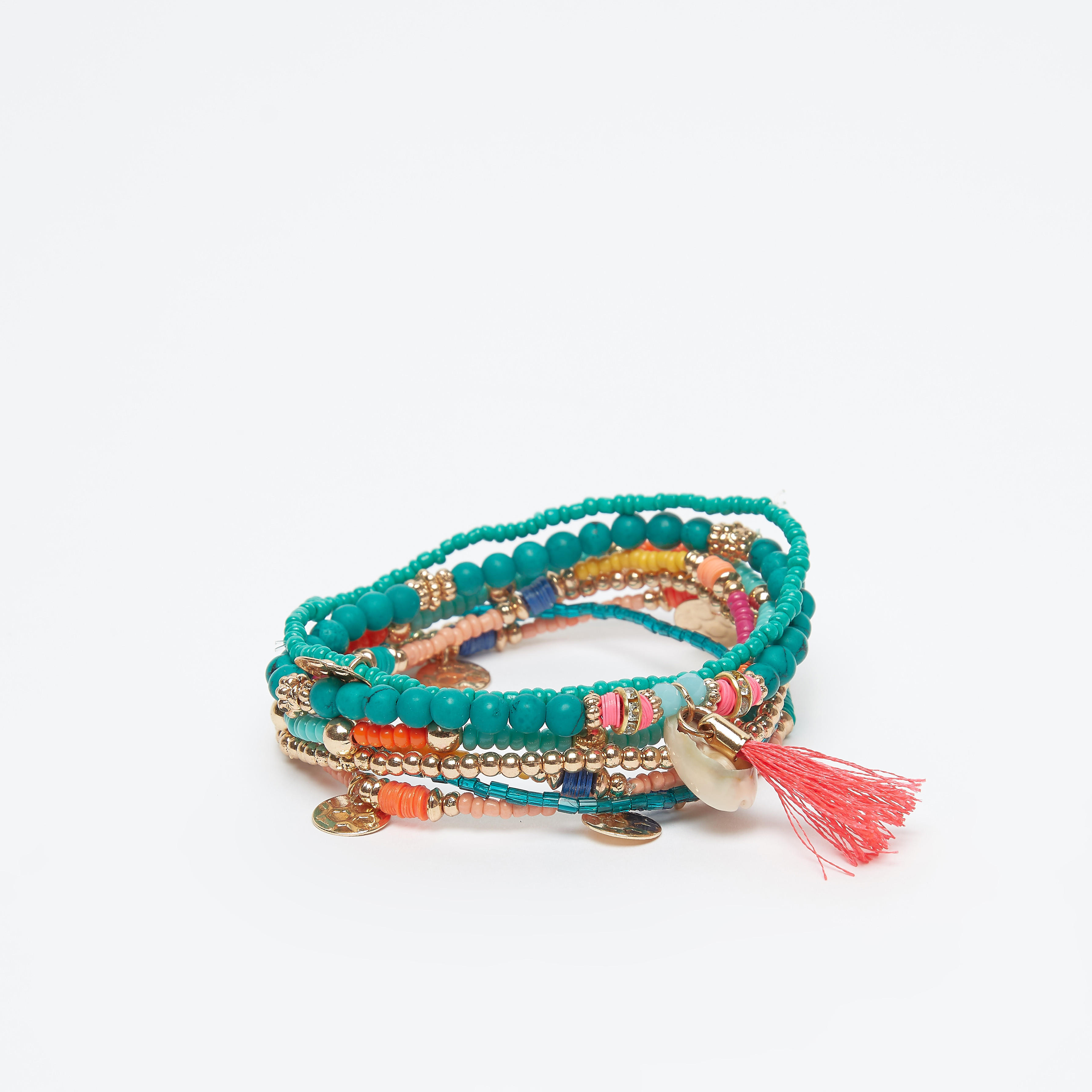 أساور مزينة بالخرز- طقم من 7 قطع-women-watchesandjewellery-jewellery-banglesandbracelets-image-3