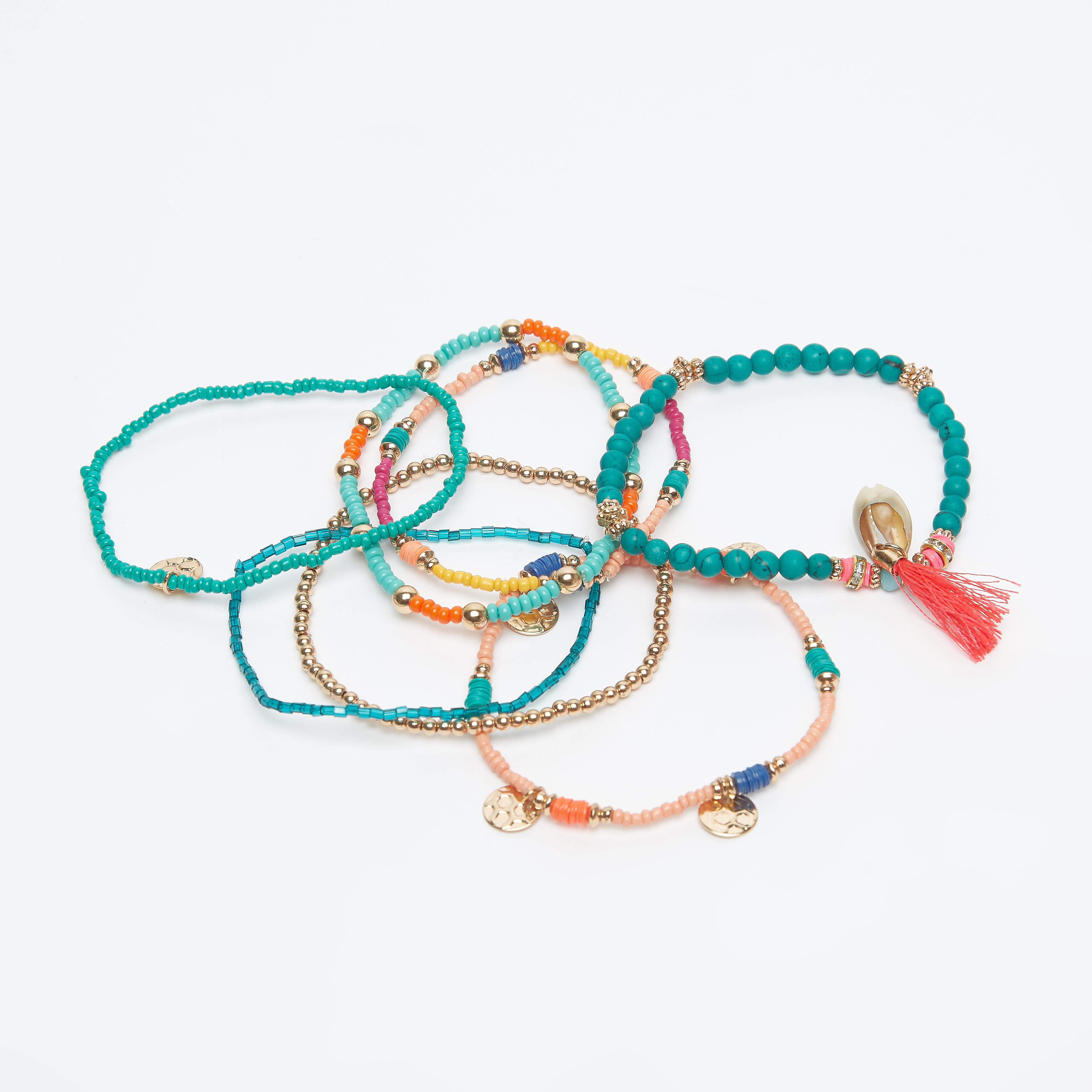 أساور مزينة بالخرز- طقم من 7 قطع-women-watchesandjewellery-jewellery-banglesandbracelets-image-1