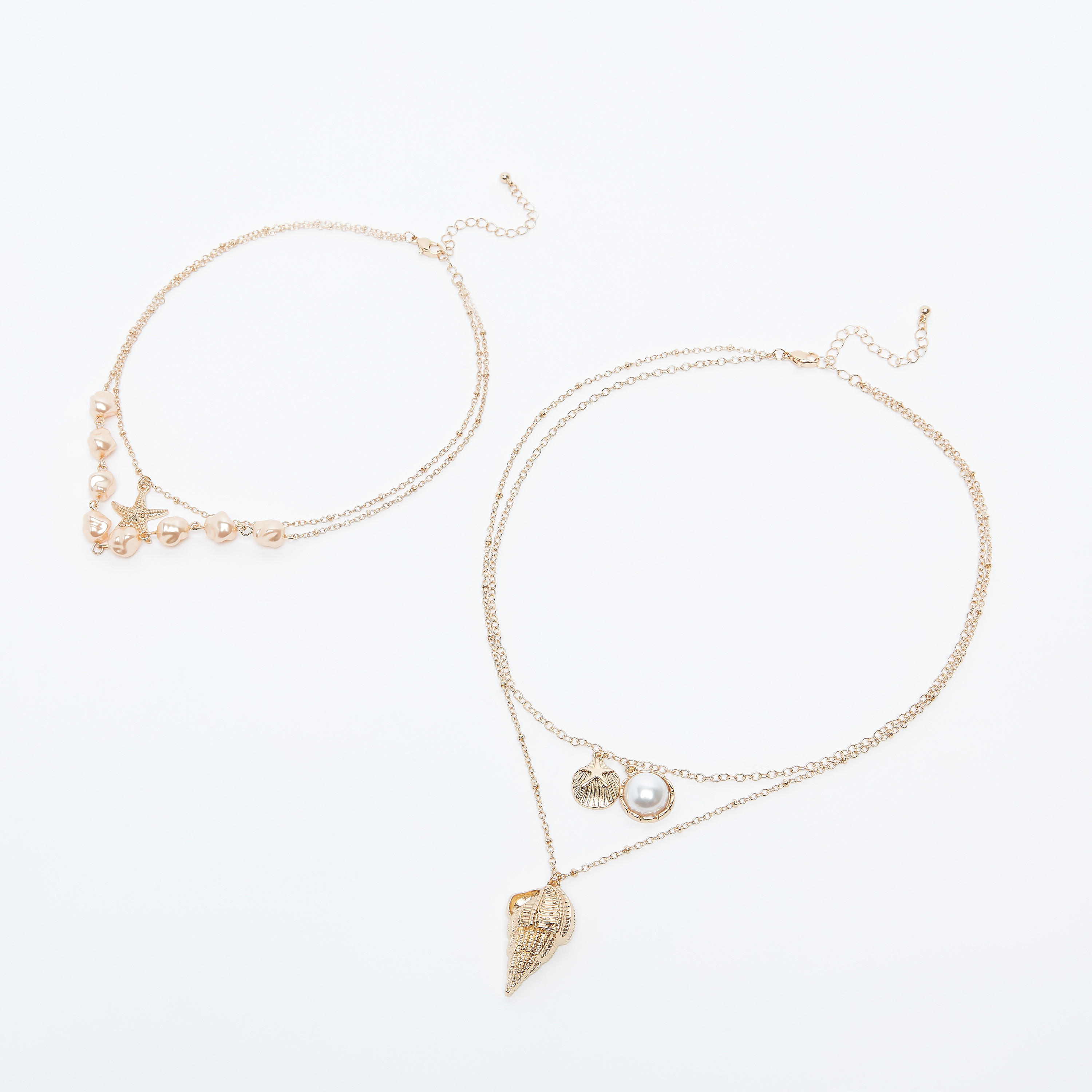 طقم عقد متعدّد الطبقات مزيّن بمشبك إغلاق - قطعتين-women-watchesandjewellery-jewellery-necklacesandpendants-image-1