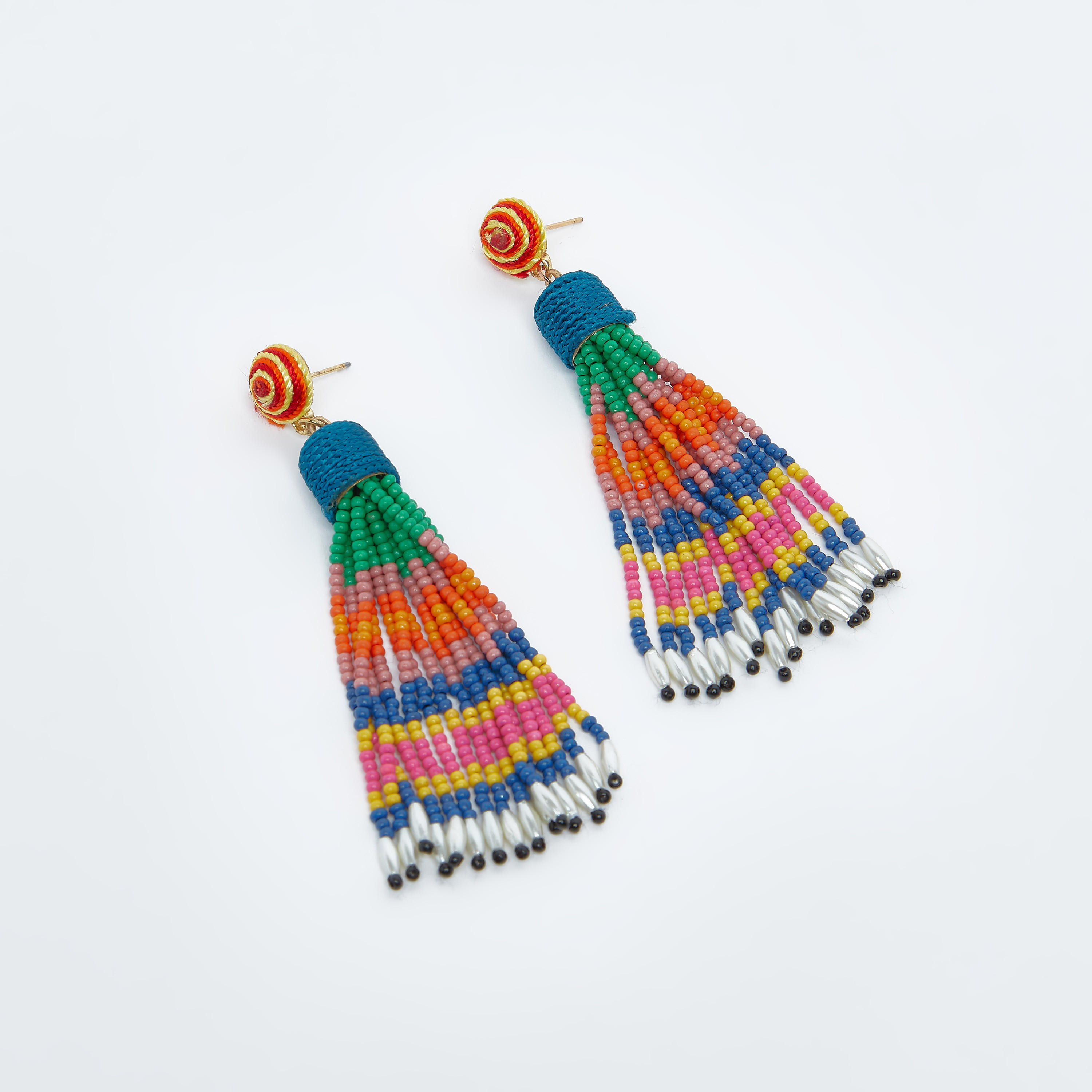 Beaded Dangling Earrings with Pushback Closure-women-watchesandjewellery-jewellery-earrings-image-1