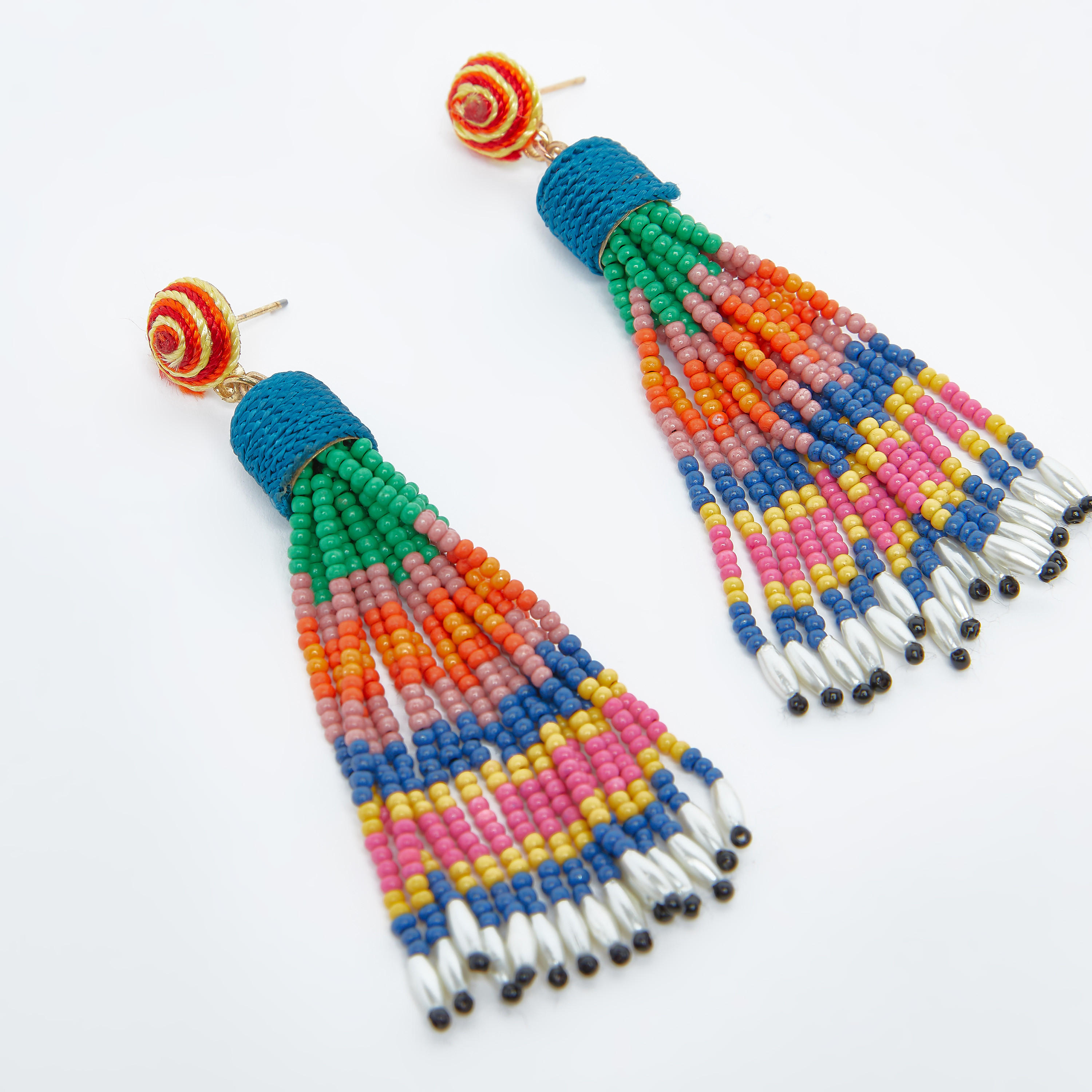 Beaded Dangling Earrings with Pushback Closure-women-watchesandjewellery-jewellery-earrings-image-2