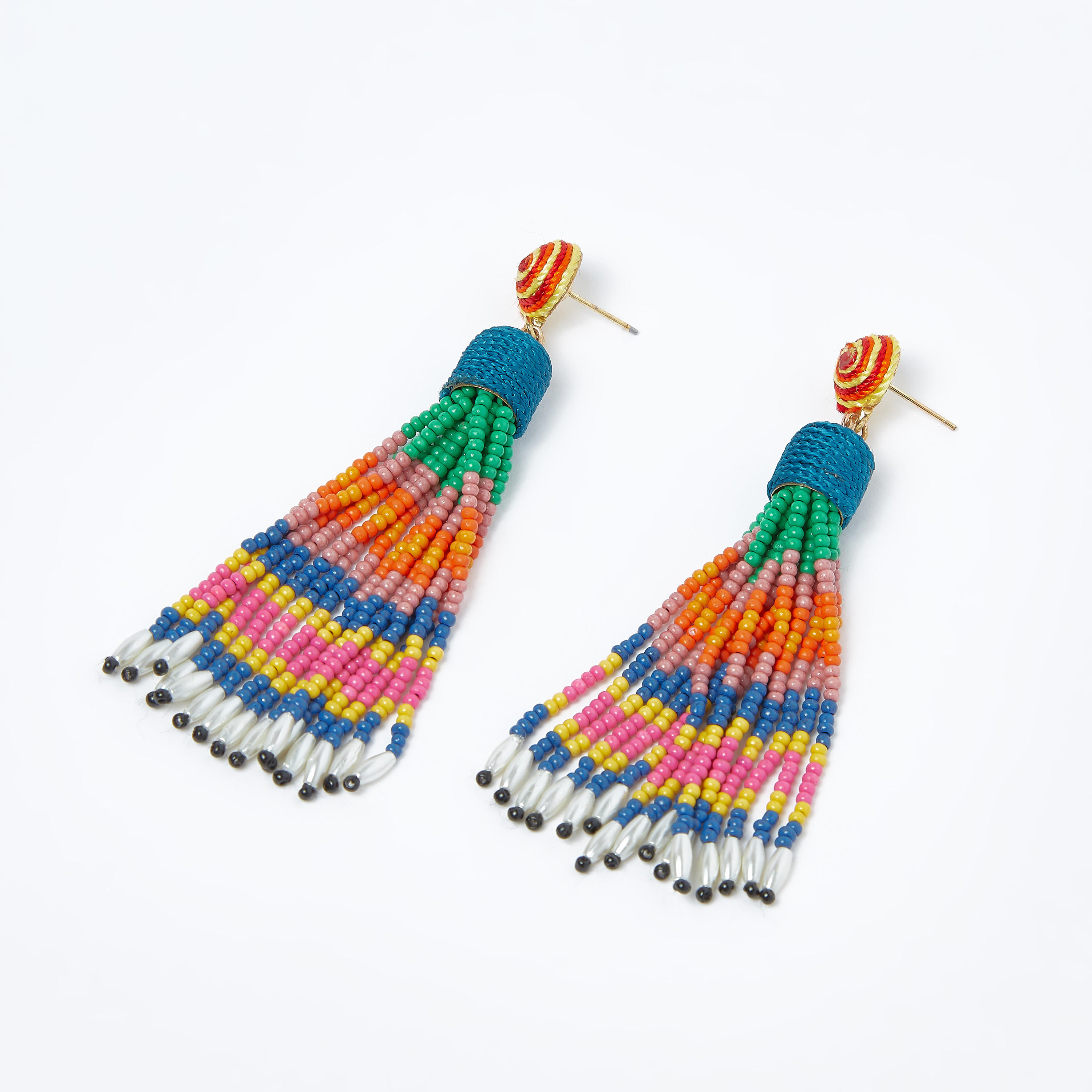 Beaded Dangling Earrings with Pushback Closure-women-watchesandjewellery-jewellery-earrings-image-3