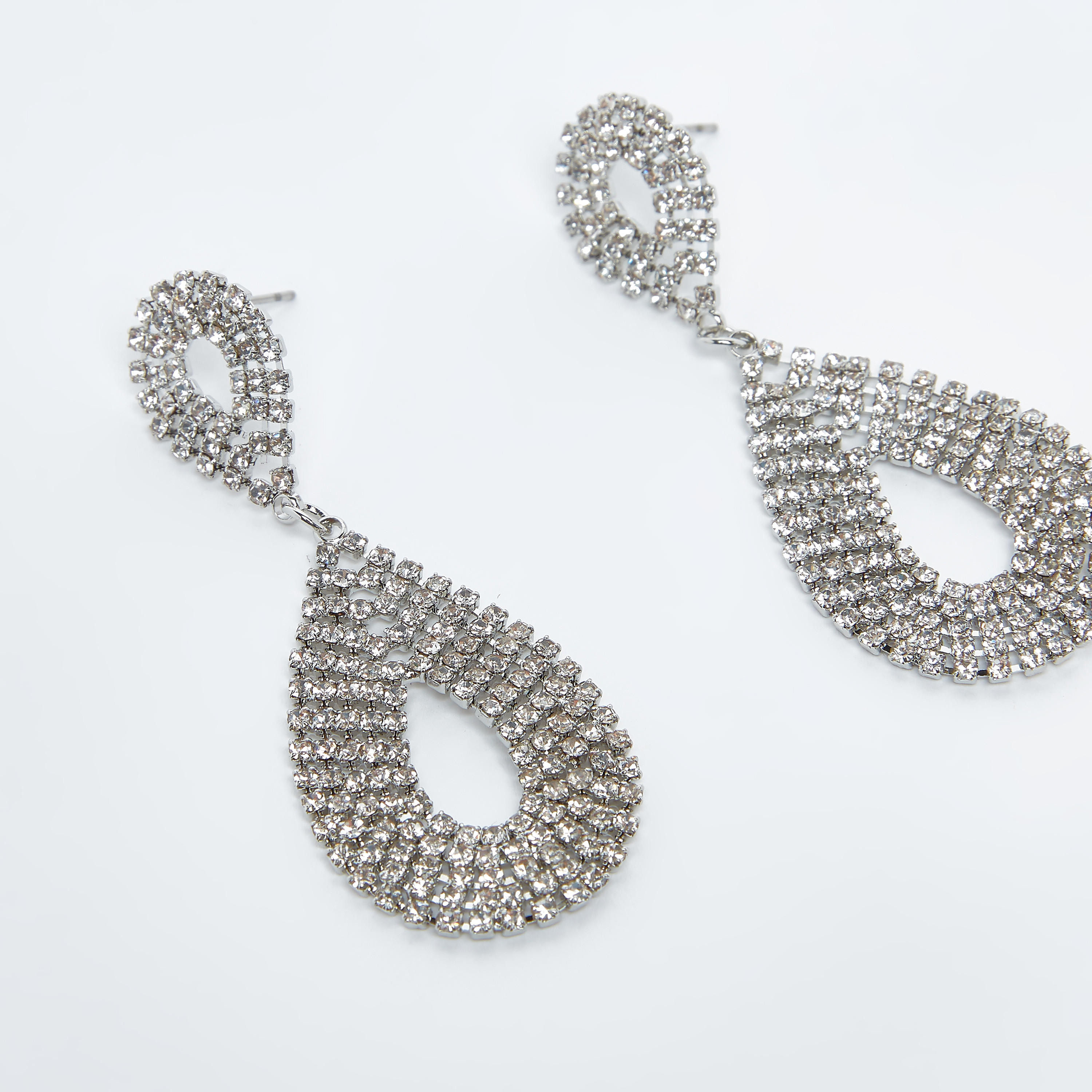 Studded Dangling Earrings with Pushback Closure-women-watchesandjewellery-jewellery-earrings-image-2