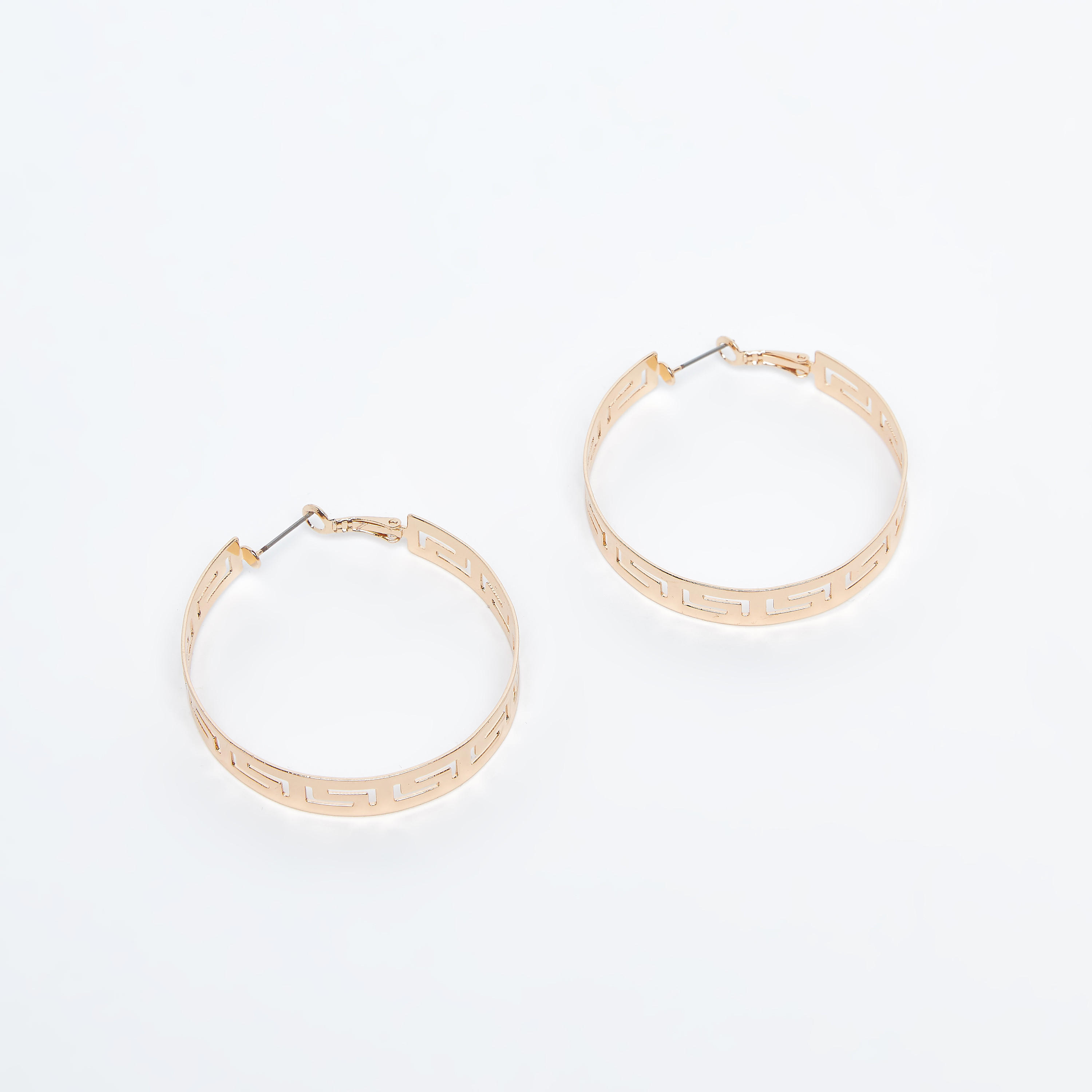 Metallic Cutout Hinged Hoop Earrings-women-watchesandjewellery-jewellery-earrings-image-1