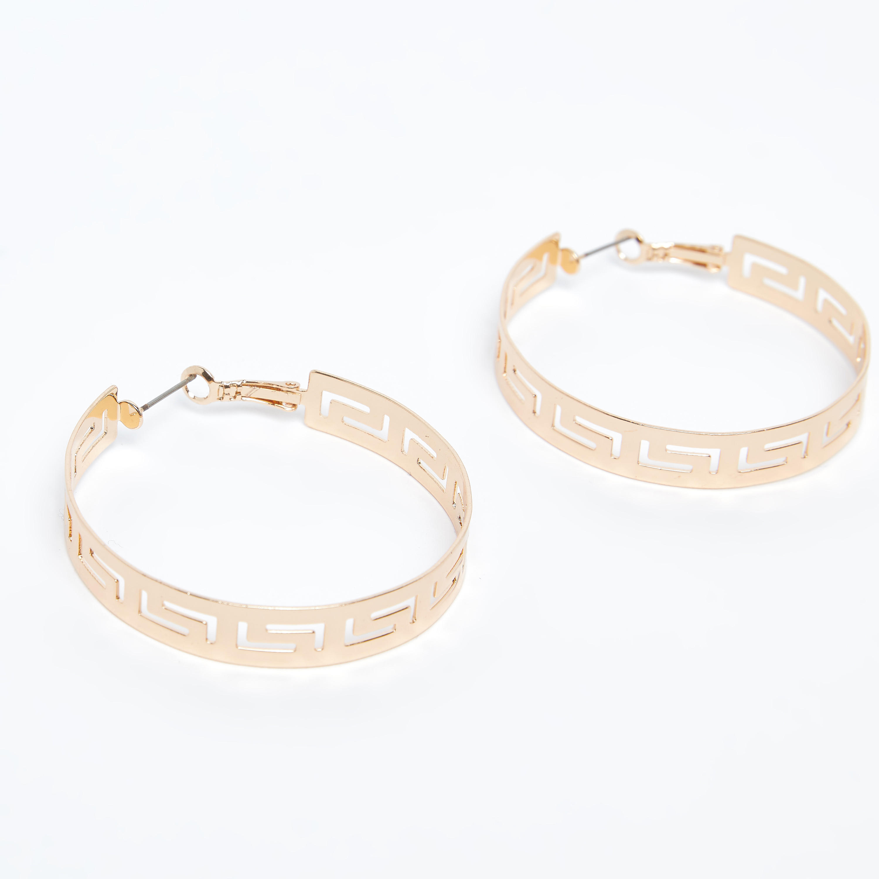 Metallic Cutout Hinged Hoop Earrings-women-watchesandjewellery-jewellery-earrings-image-2