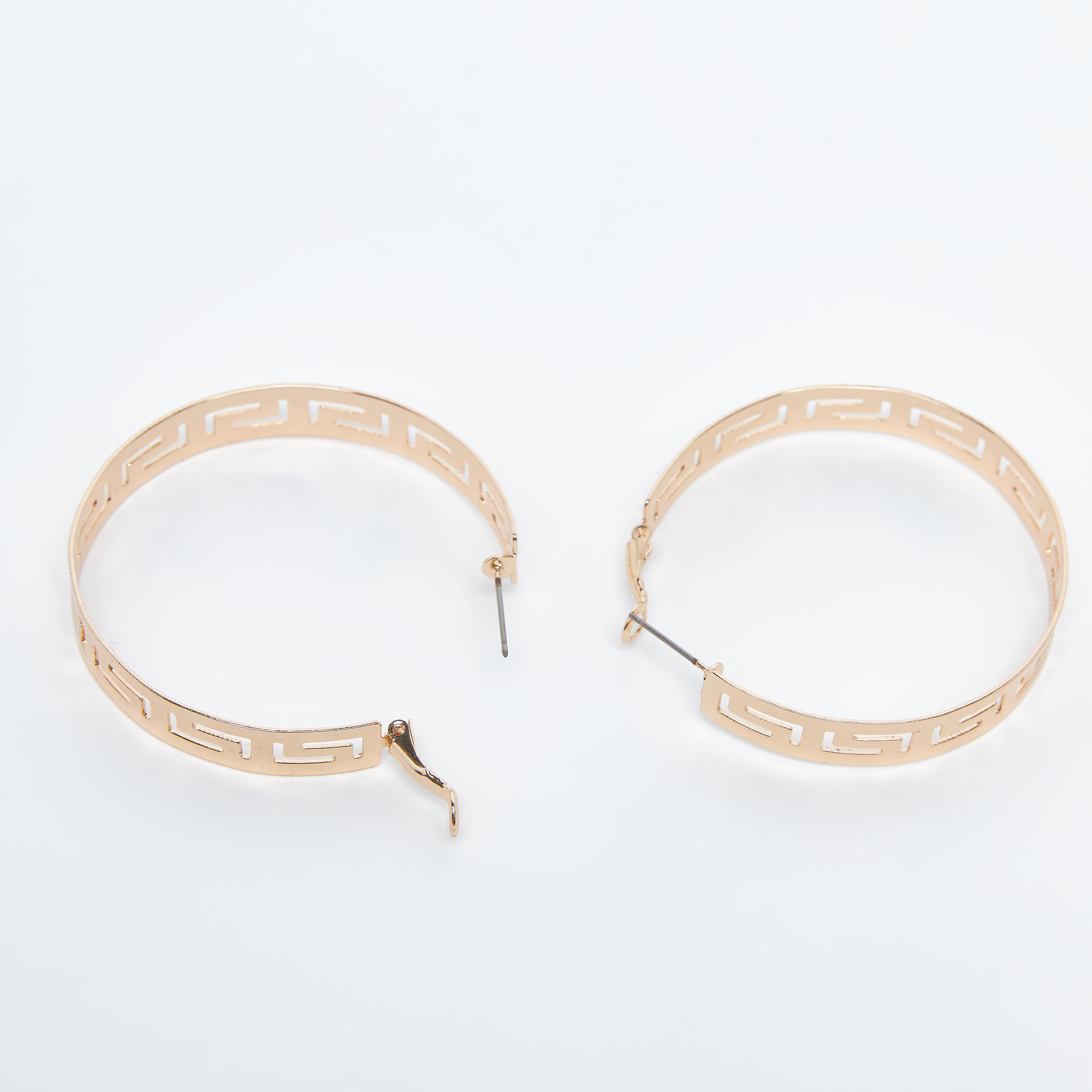 Metallic Cutout Hinged Hoop Earrings-women-watchesandjewellery-jewellery-earrings-image-3
