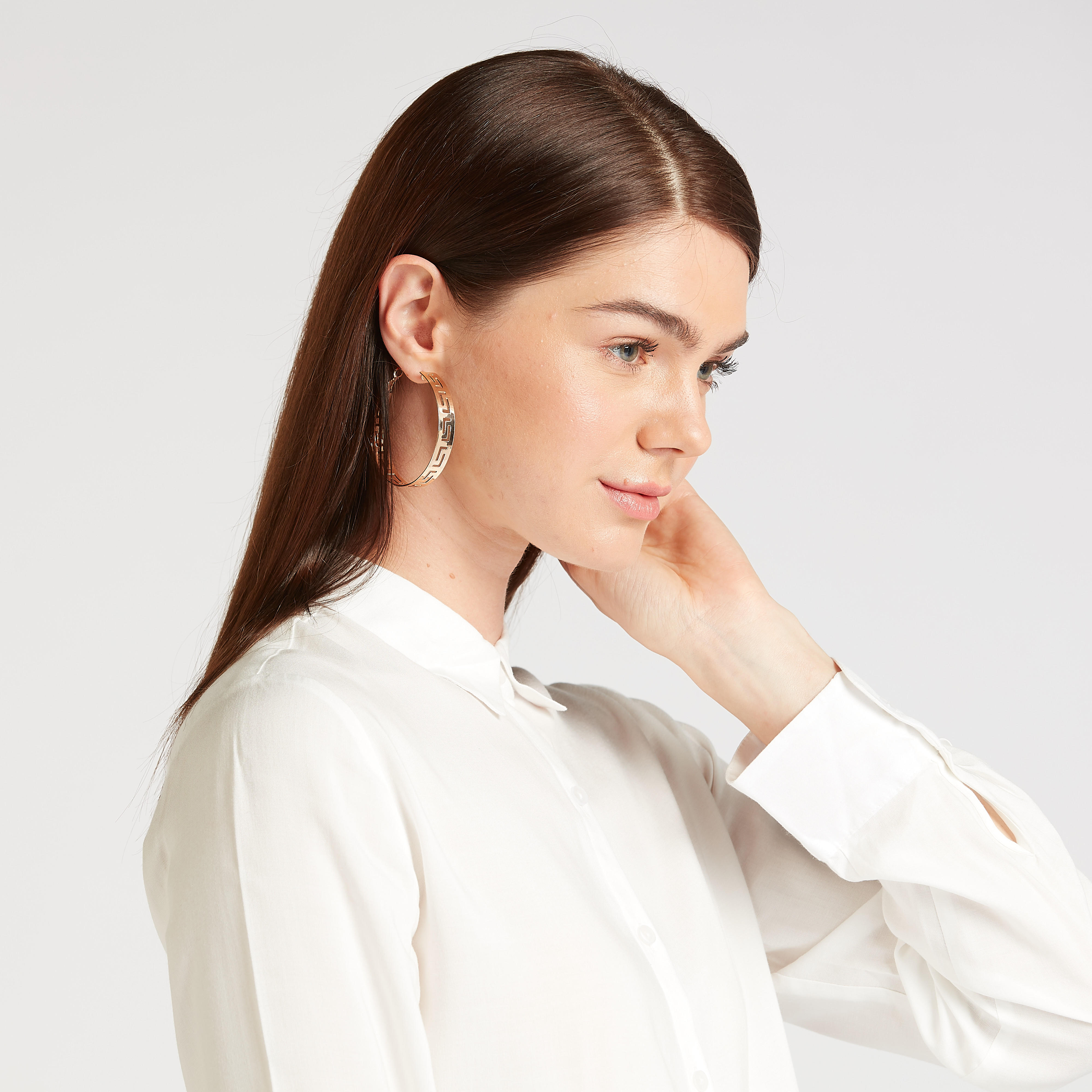 Metallic Cutout Hinged Hoop Earrings-women-watchesandjewellery-jewellery-earrings-image-4