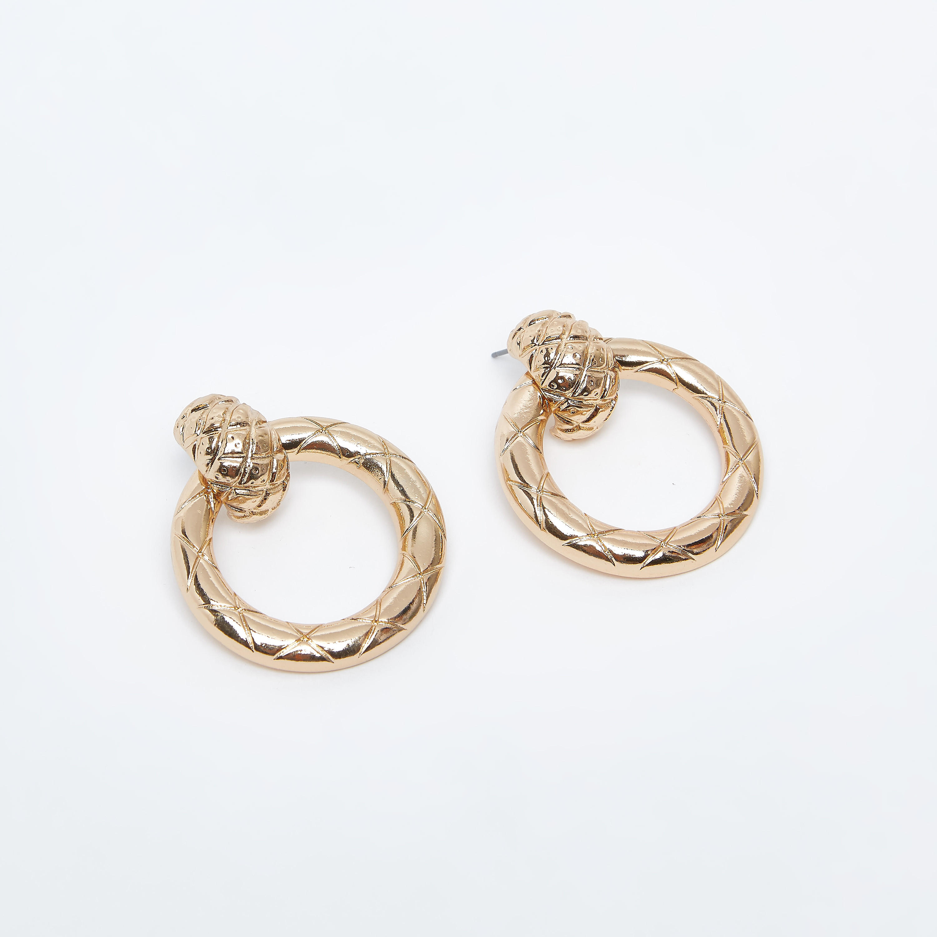 Metallic Dangling Hoop Earrings with Pushback Closure-women-watchesandjewellery-jewellery-earrings-image-1