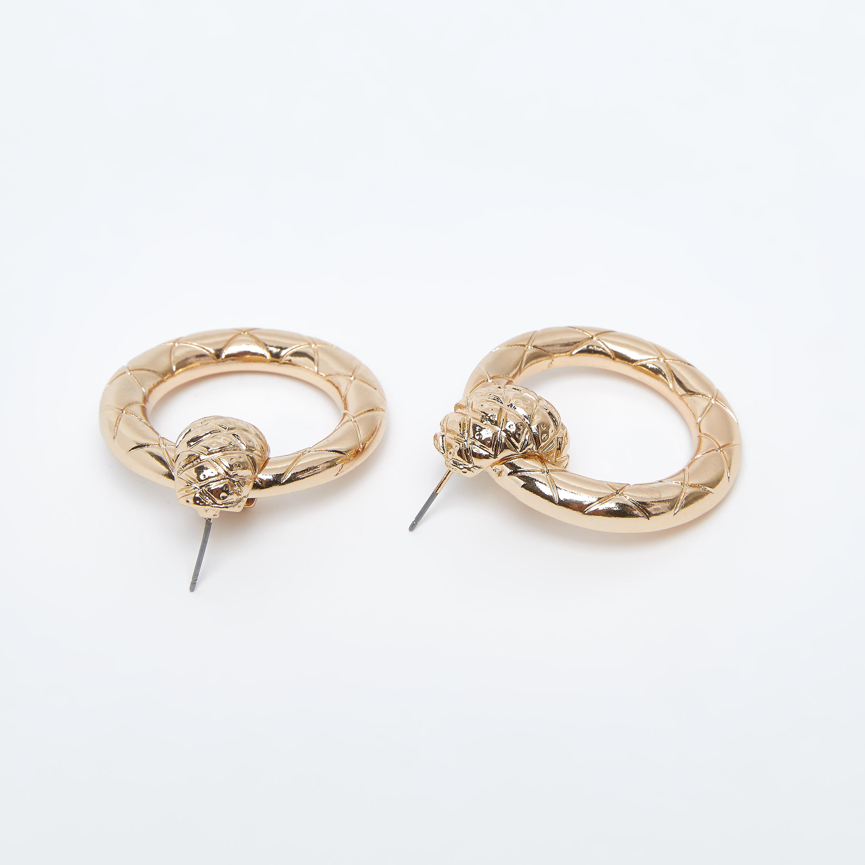 Metallic Dangling Hoop Earrings with Pushback Closure-women-watchesandjewellery-jewellery-earrings-image-2