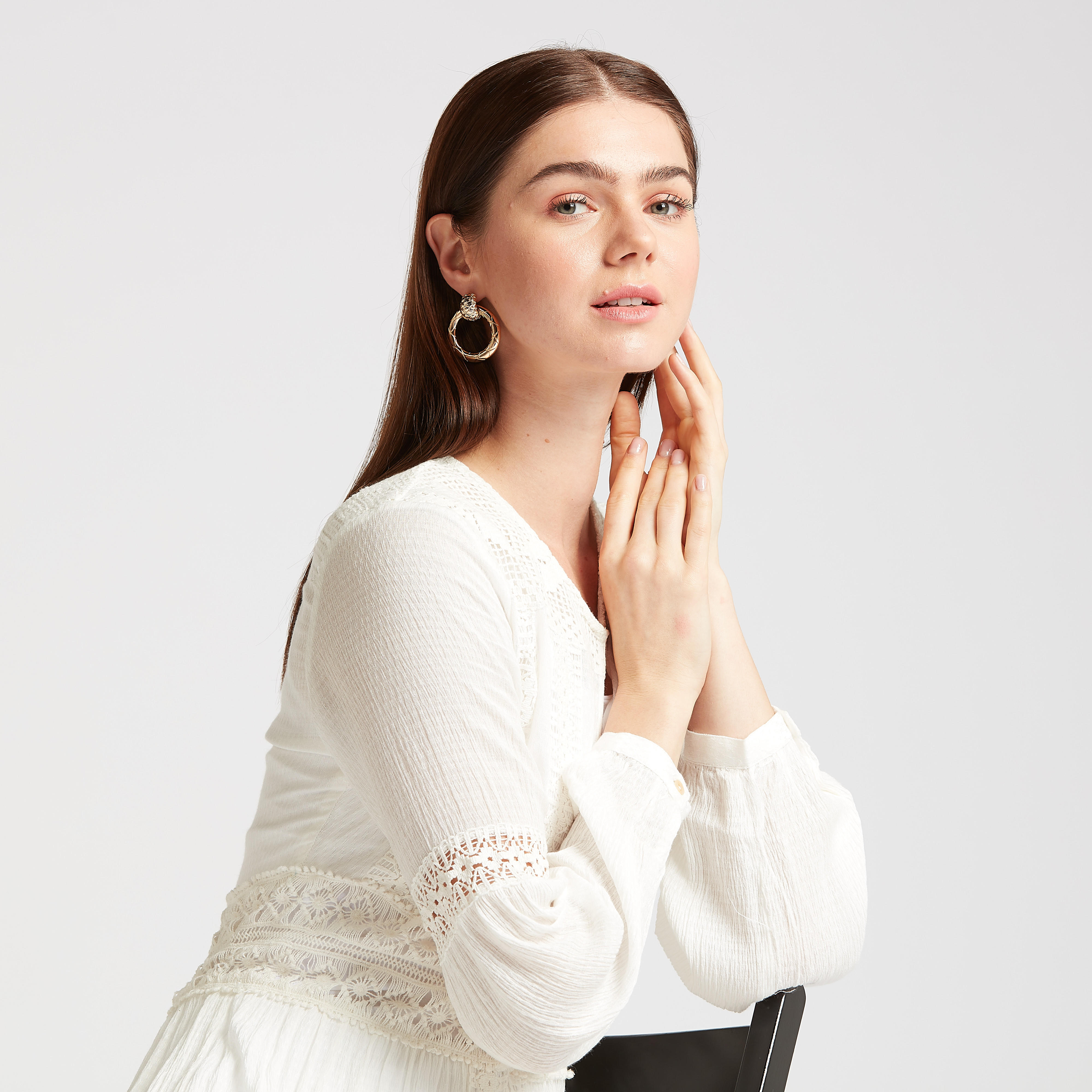 Metallic Dangling Hoop Earrings with Pushback Closure-women-watchesandjewellery-jewellery-earrings-image-3