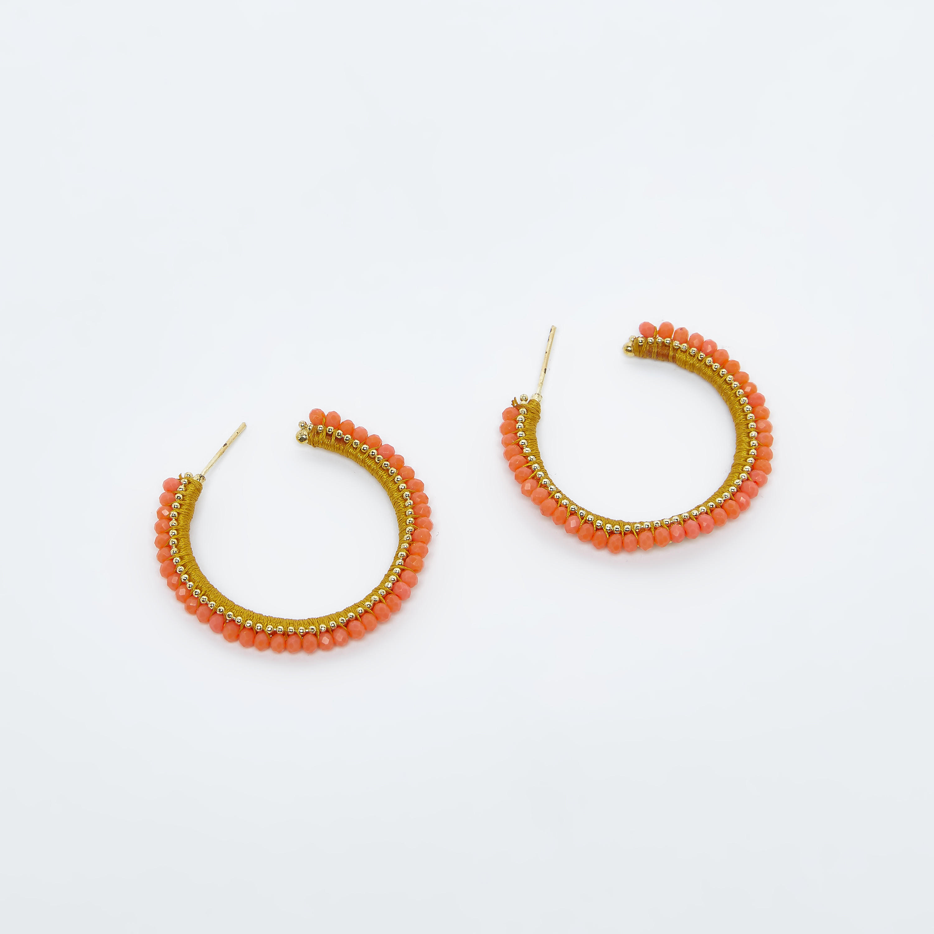 Beaded Hoop Earrings with Pushback Closure-women-watchesandjewellery-jewellery-earrings-image-1