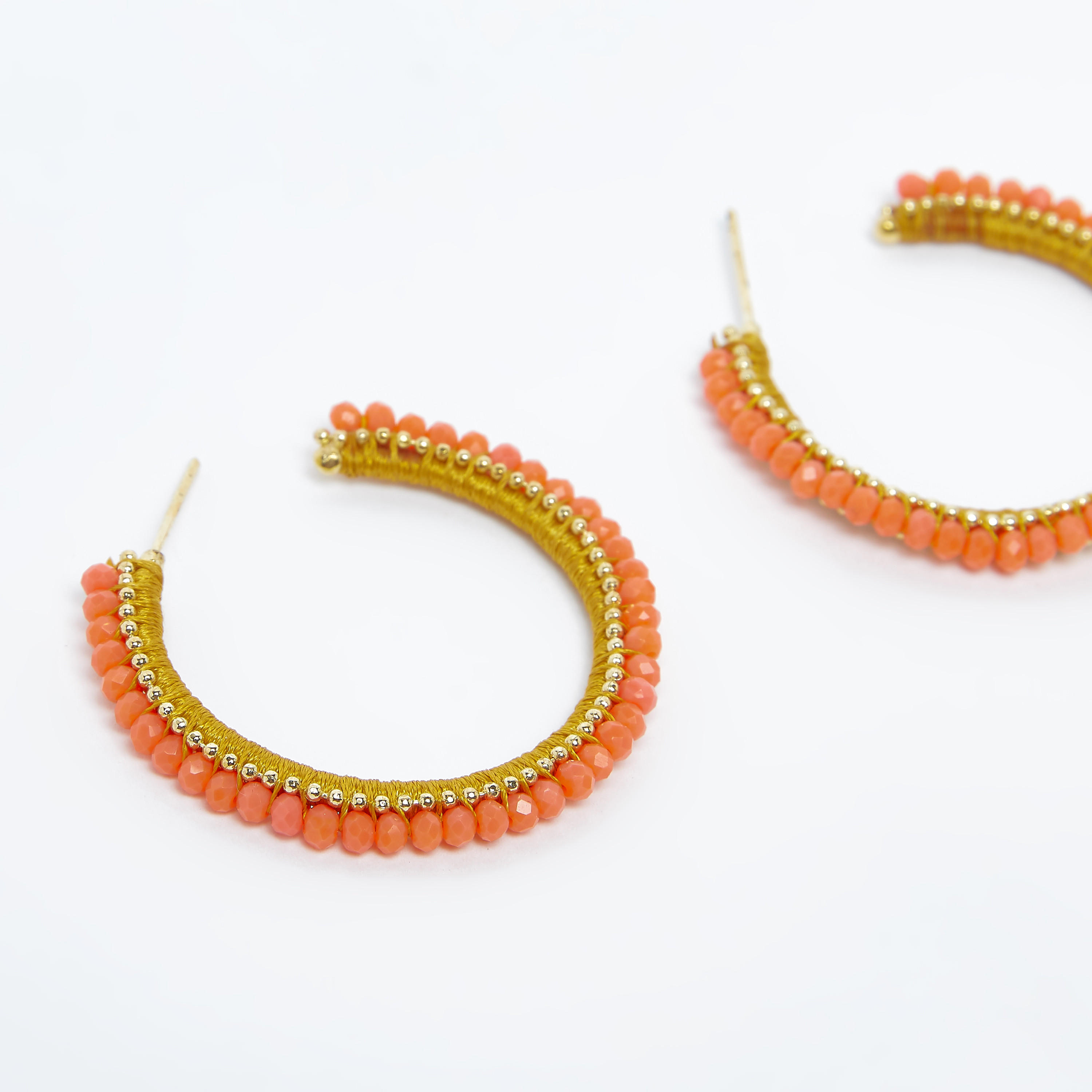 Beaded Hoop Earrings with Pushback Closure-women-watchesandjewellery-jewellery-earrings-image-2