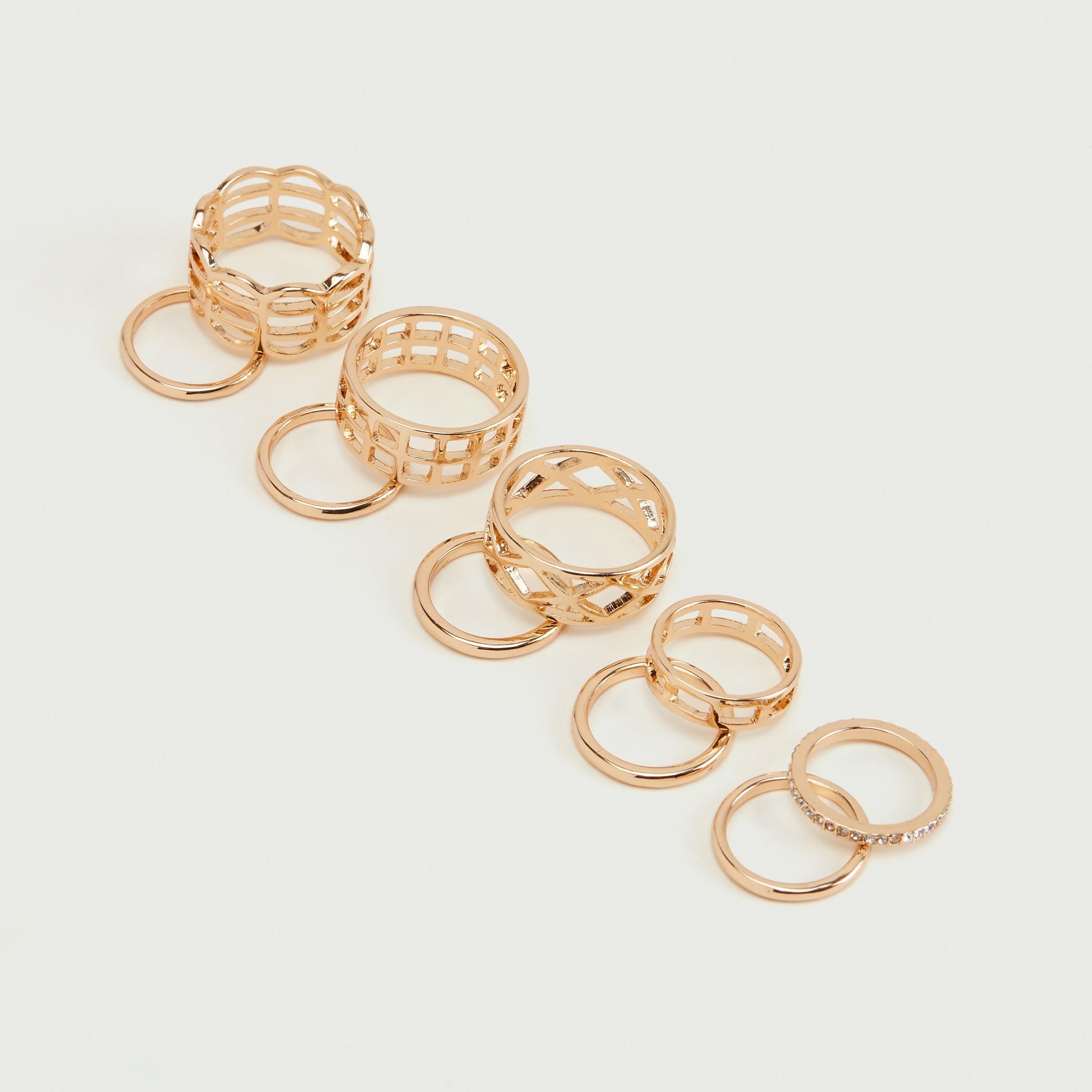 خواتم مزيّنة - طقم من 10 قطع-women-watchesandjewellery-jewellery-rings-image-1