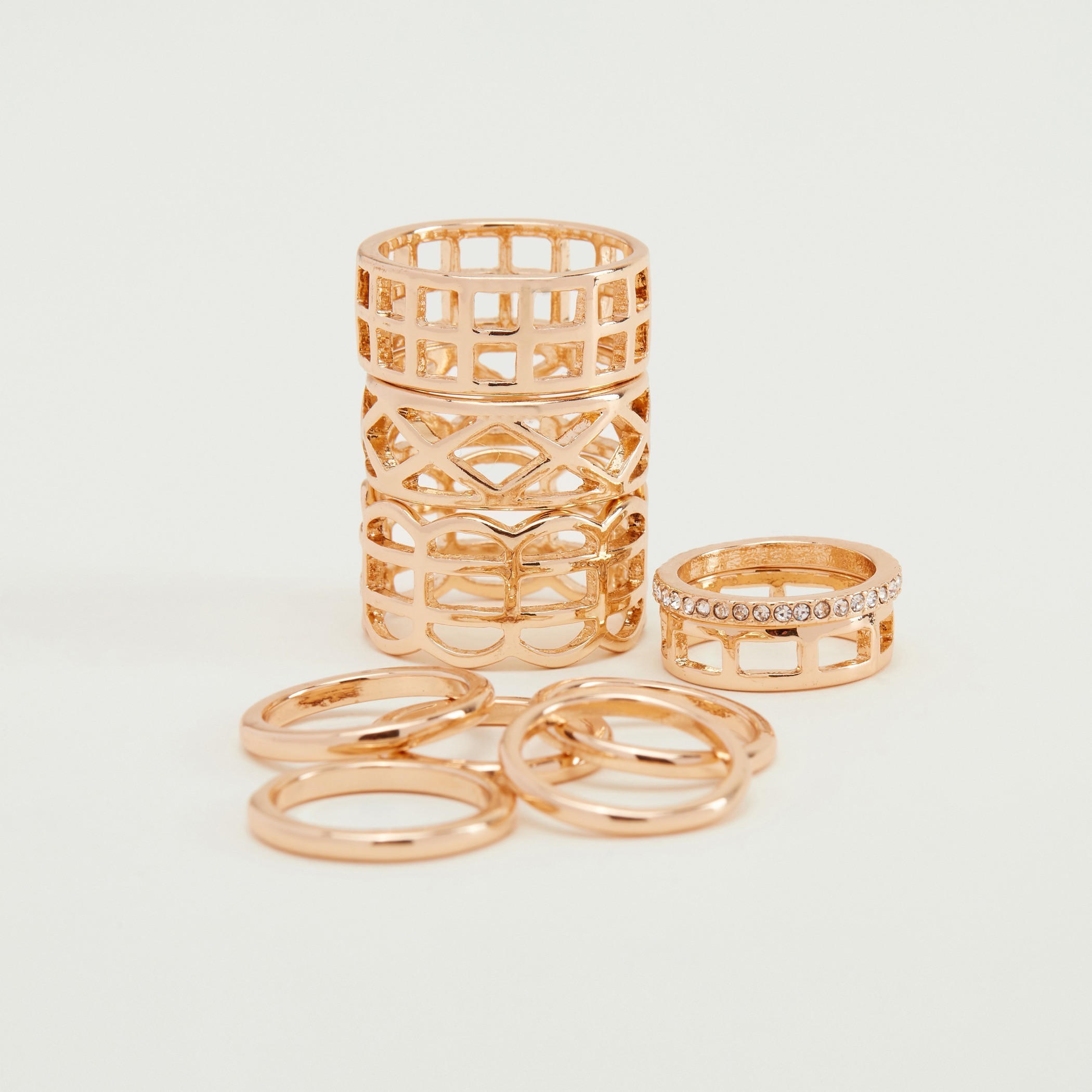 خواتم مزيّنة - طقم من 10 قطع-women-watchesandjewellery-jewellery-rings-image-3
