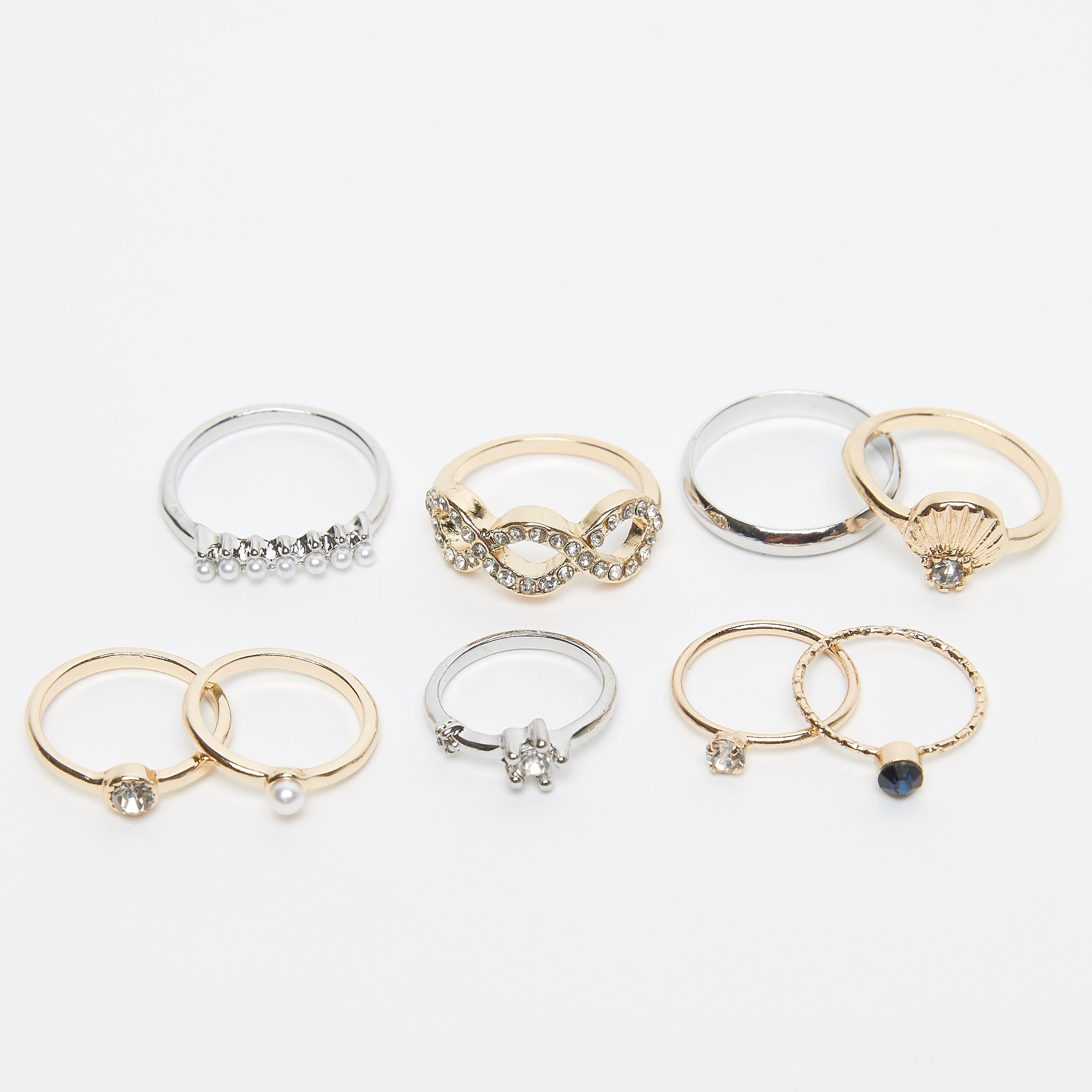خواتم مزيّنة - طقم من 9 قطع-women-watchesandjewellery-jewellery-rings-image-1