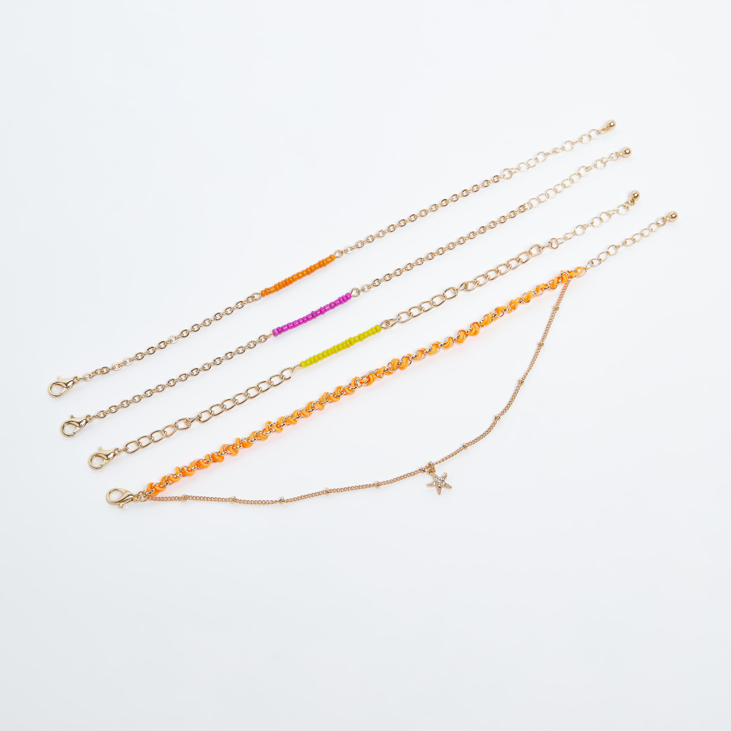 أساور متنوعة بمشبك إغلاق - طقم من 4 قطع-women-watchesandjewellery-jewellery-banglesandbracelets-image-1