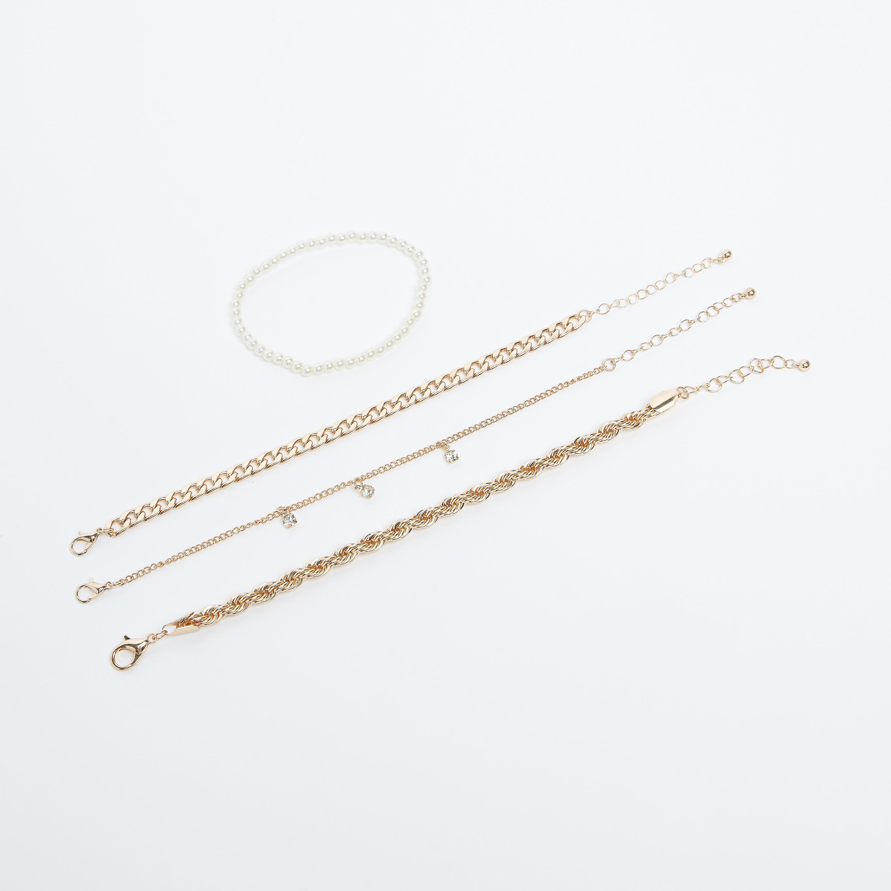 أساور مزينة بمشبك إغلاق - طقم من 4 قطع-women-watchesandjewellery-jewellery-banglesandbracelets-image-1