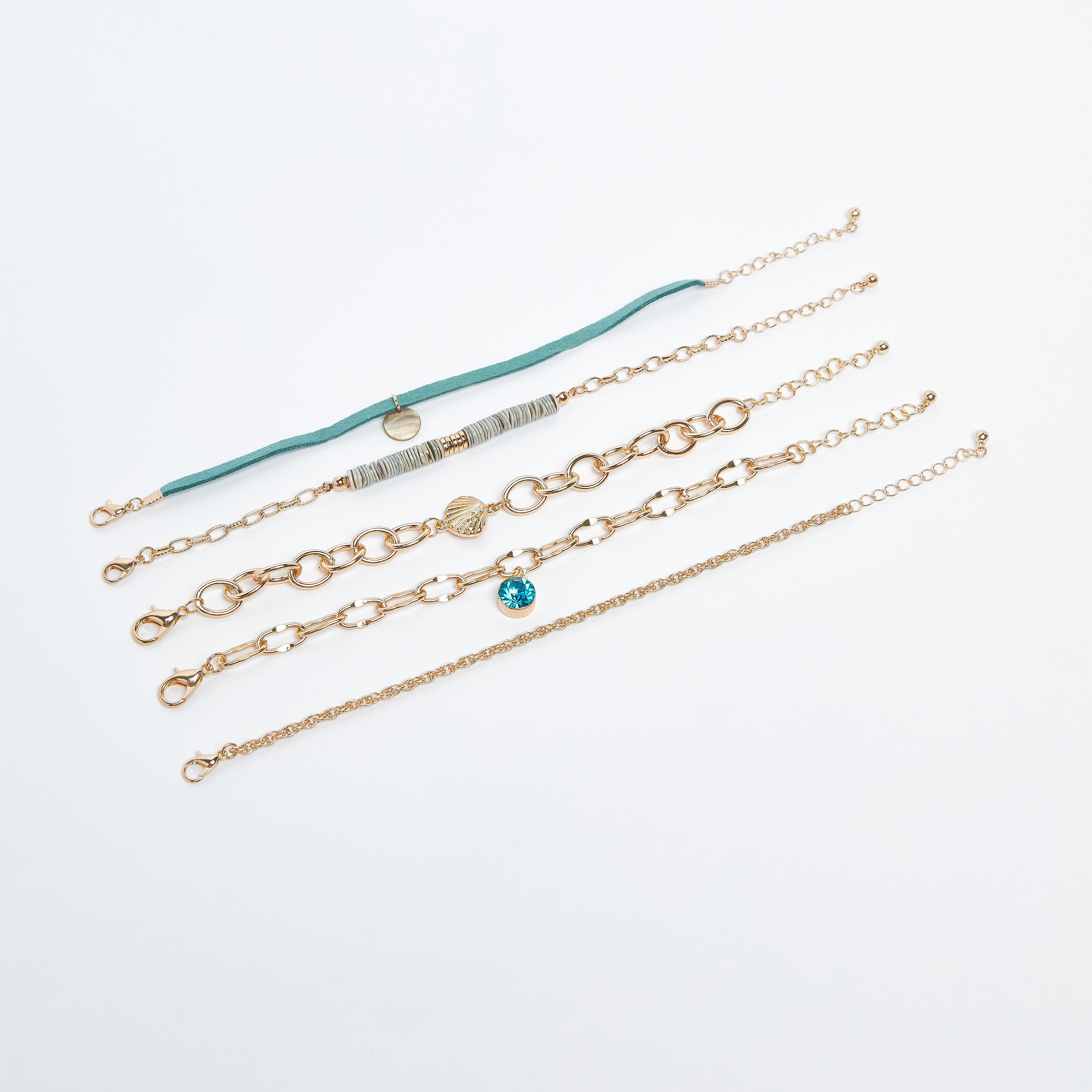 Set of 5 - Embellished Bracelets with Lobster Clasp-women-watchesandjewellery-jewellery-banglesandbracelets-image-1