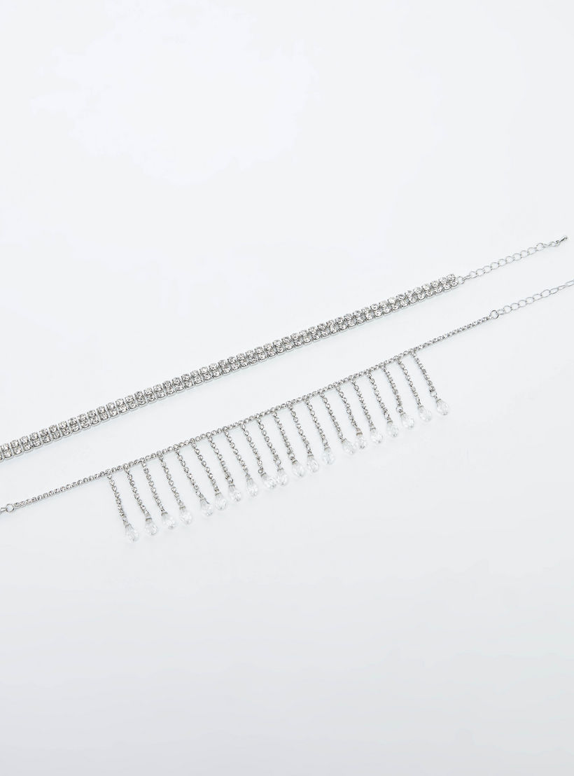 خلخال مرصّع بالالماس بمشبك إغلاق - طقم من قطعتين-women-watchesandjewellery-jewellery-anklets-image-4
