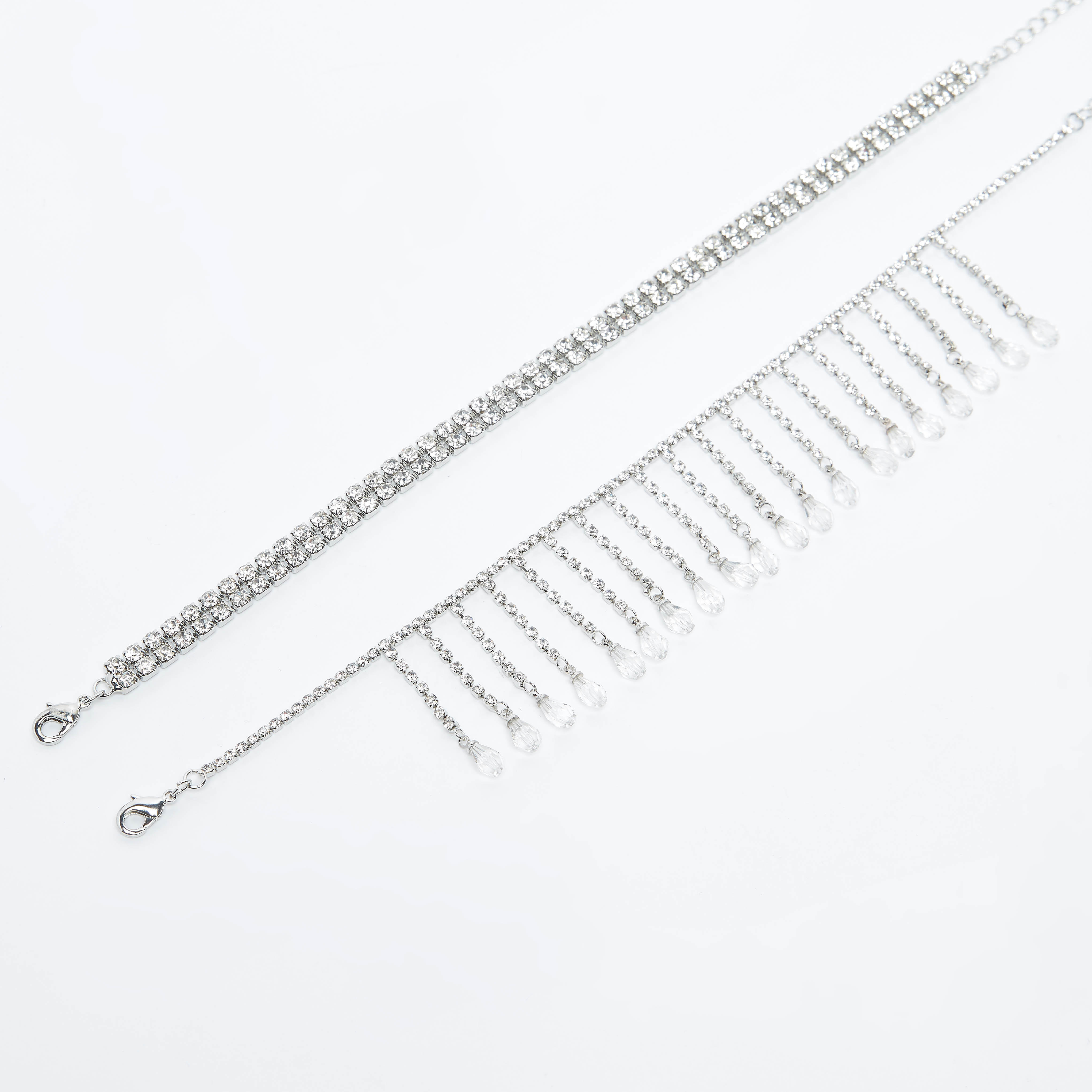 خلخال مرصّع بالالماس بمشبك إغلاق - طقم من قطعتين-women-watchesandjewellery-jewellery-anklets-image-3