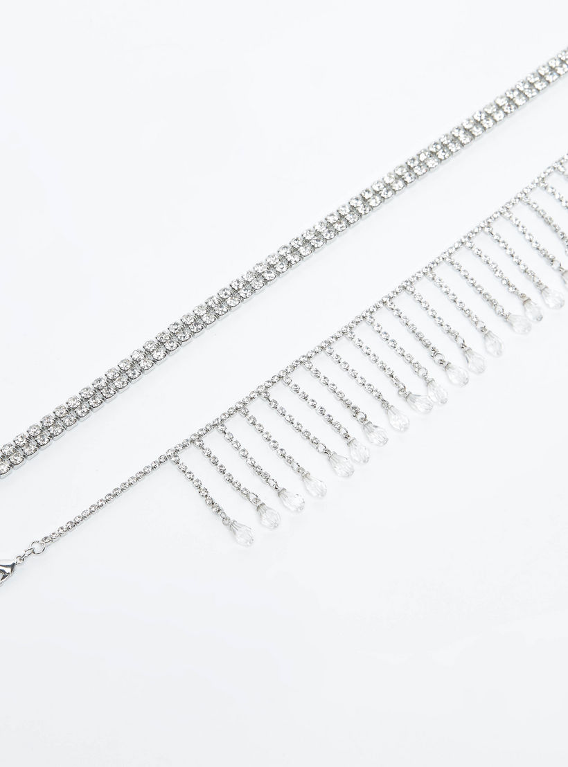 خلخال مرصّع بالالماس بمشبك إغلاق - طقم من قطعتين-women-watchesandjewellery-jewellery-anklets-image-3