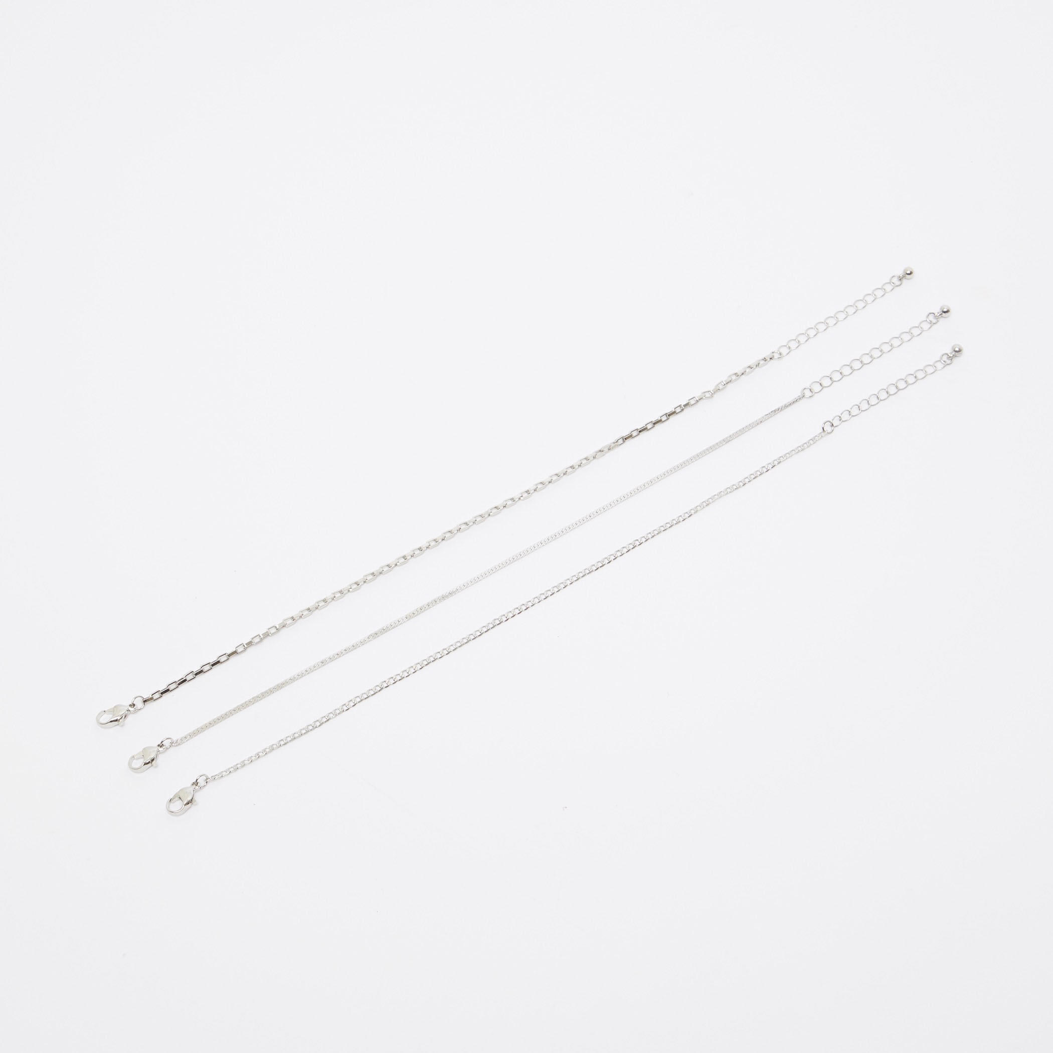 اساور ميتاليك بمشبك إغلاق - طقم من 3 قطع-women-watchesandjewellery-jewellery-anklets-image-1
