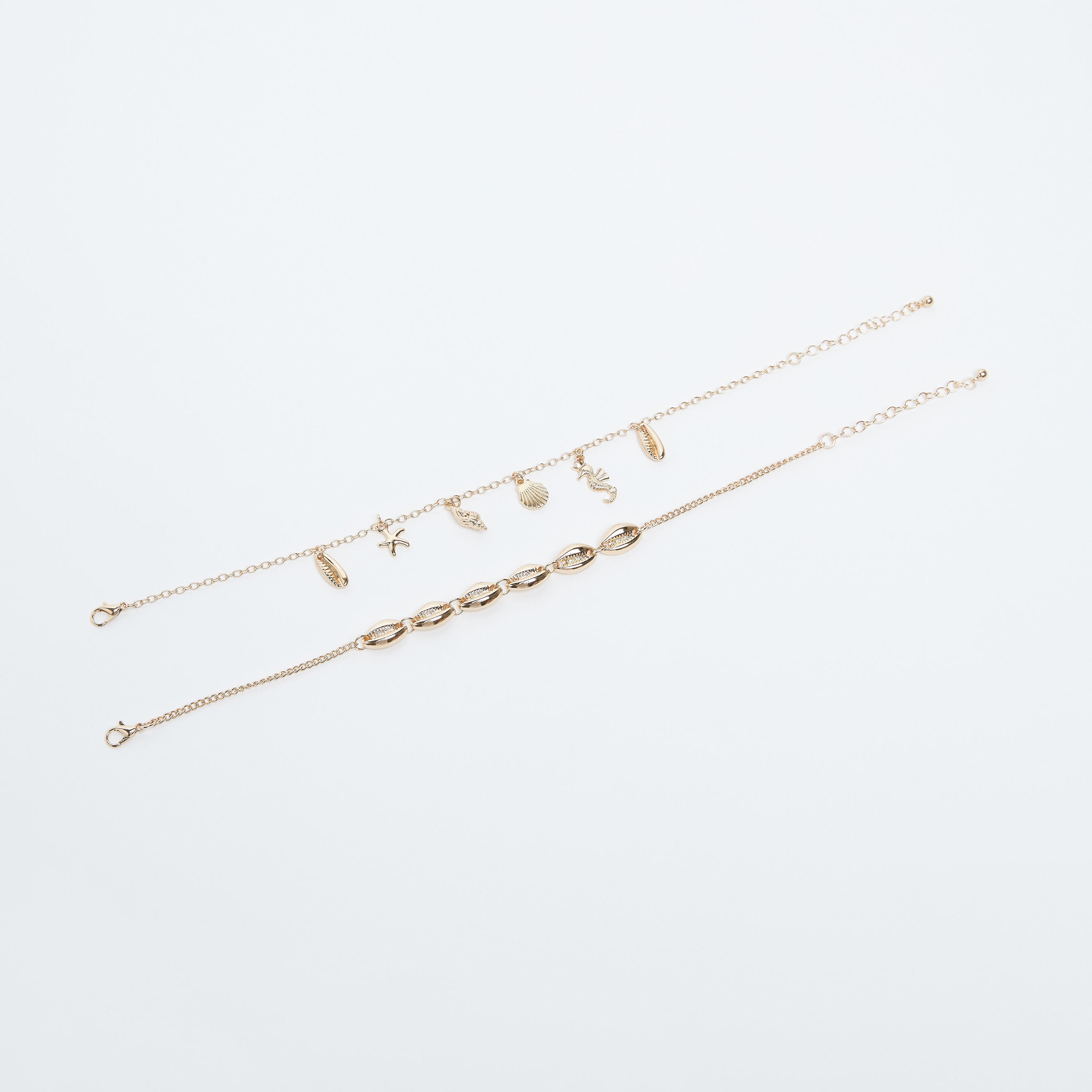 طقم خلخال بتزيينات متنوّعة بمشبك إغلاق - قطعتين-women-watchesandjewellery-jewellery-anklets-image-1