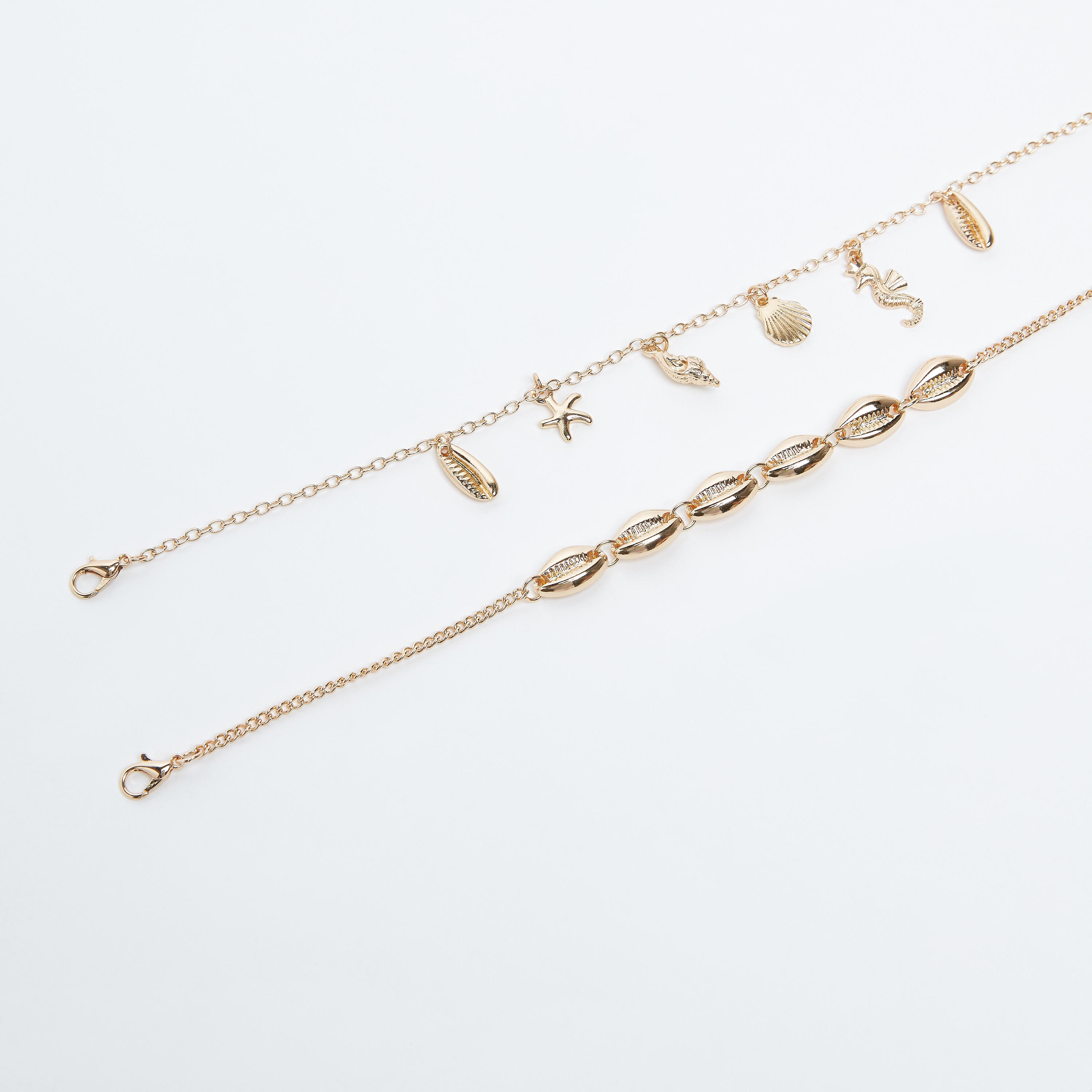 طقم خلخال بتزيينات متنوّعة بمشبك إغلاق - قطعتين-women-watchesandjewellery-jewellery-anklets-image-3