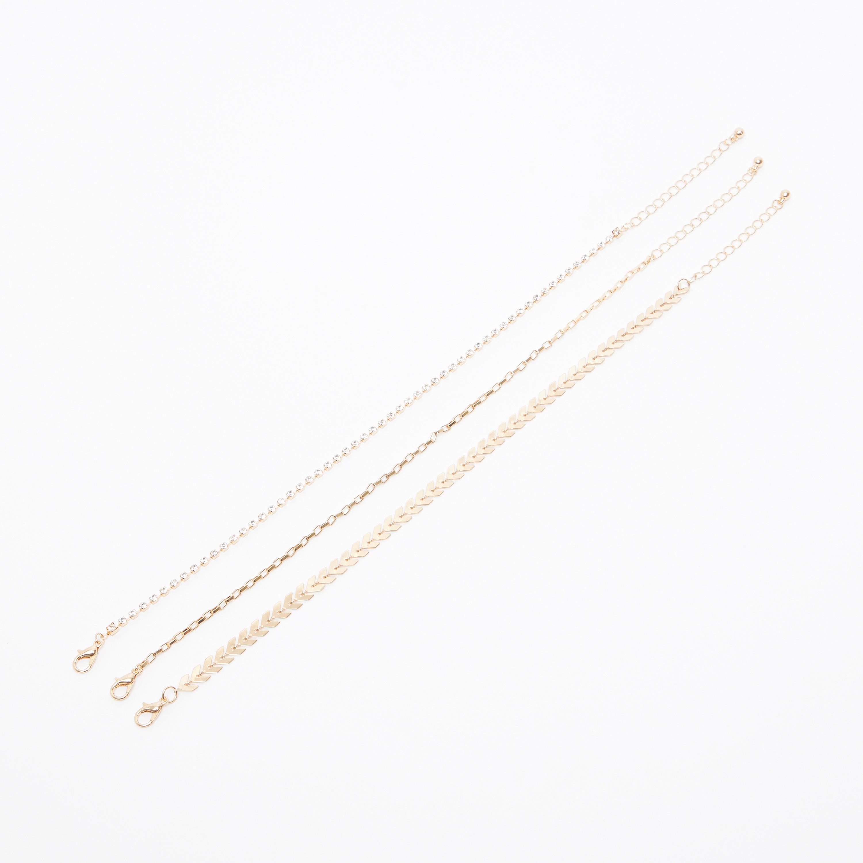 خلخال مزين بمشبك إغلاق - طقم من 3 قطع-women-watchesandjewellery-jewellery-anklets-image-1