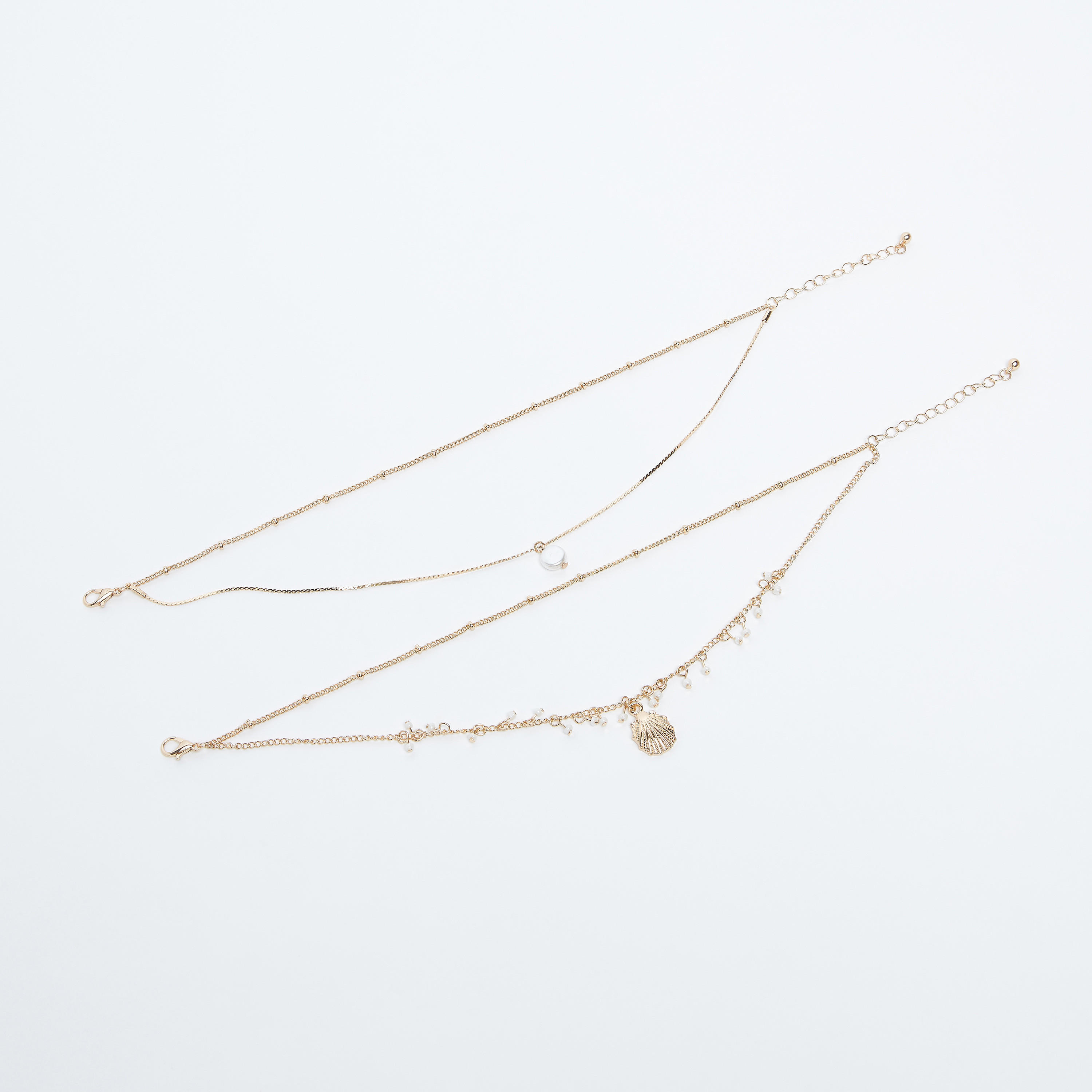 طقم خلخال متعدّد الطبقات مزيّن بمشبك إغلاق - قطعتين-women-watchesandjewellery-jewellery-anklets-image-1