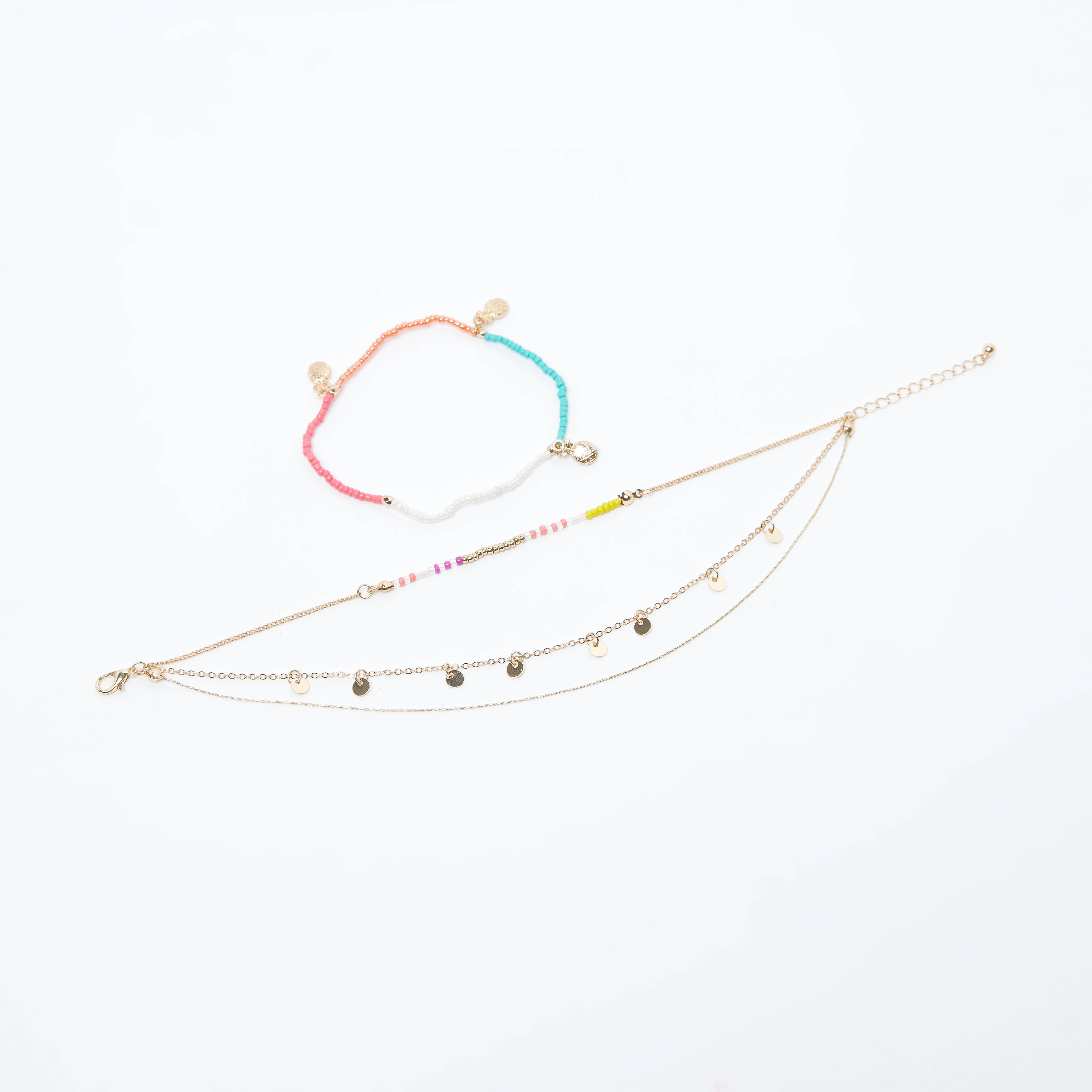 طقم خلخال بتزيينات متنوّعة بمشبك إغلاق - قطعتين-women-watchesandjewellery-jewellery-anklets-image-1