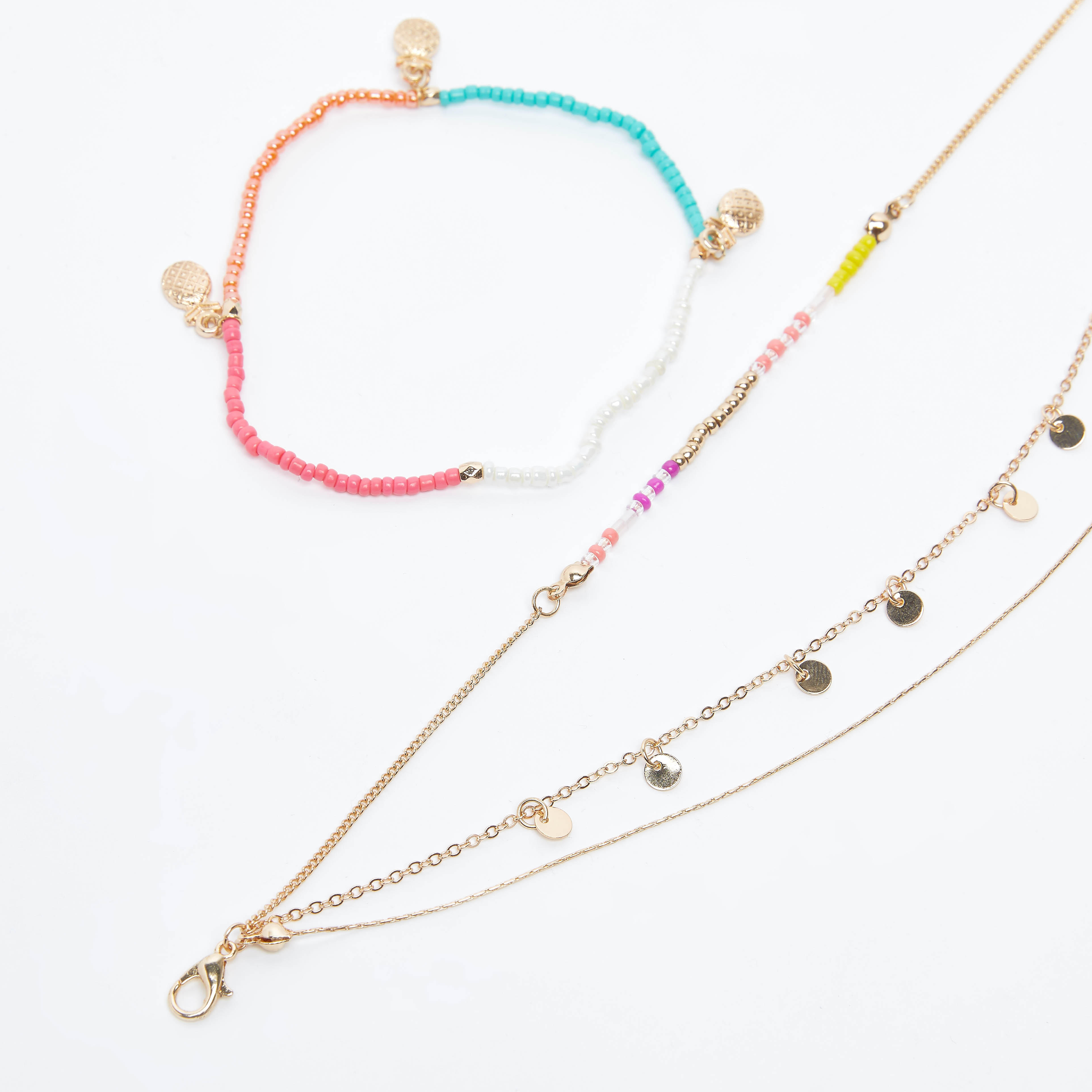 طقم خلخال بتزيينات متنوّعة بمشبك إغلاق - قطعتين-women-watchesandjewellery-jewellery-anklets-image-2
