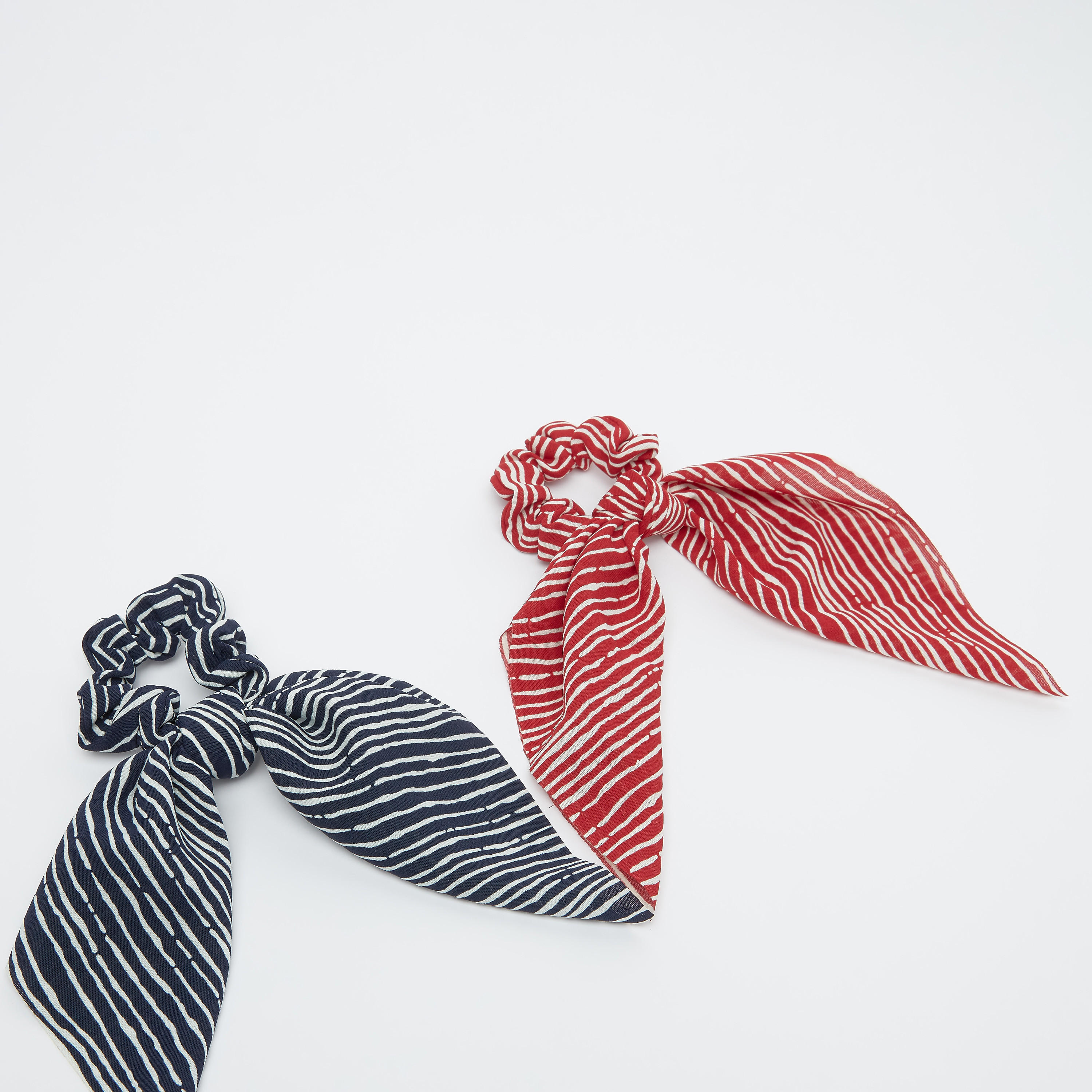Set of 2 - Striped Hair Tie with Knot Detail-women-hairaccessories-image-1