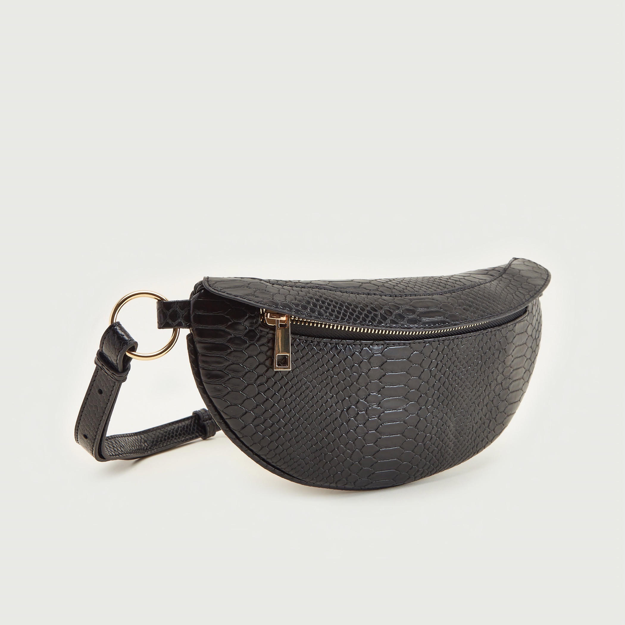 Textured Fanny Pack with Zip Closure and Adjustable Strap-women-bagsandwallets-handbags-image-2
