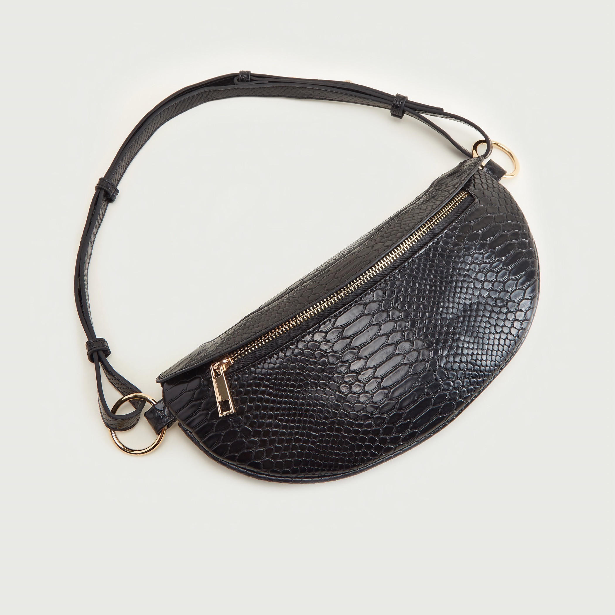 Textured Fanny Pack with Zip Closure and Adjustable Strap-women-bagsandwallets-handbags-image-4