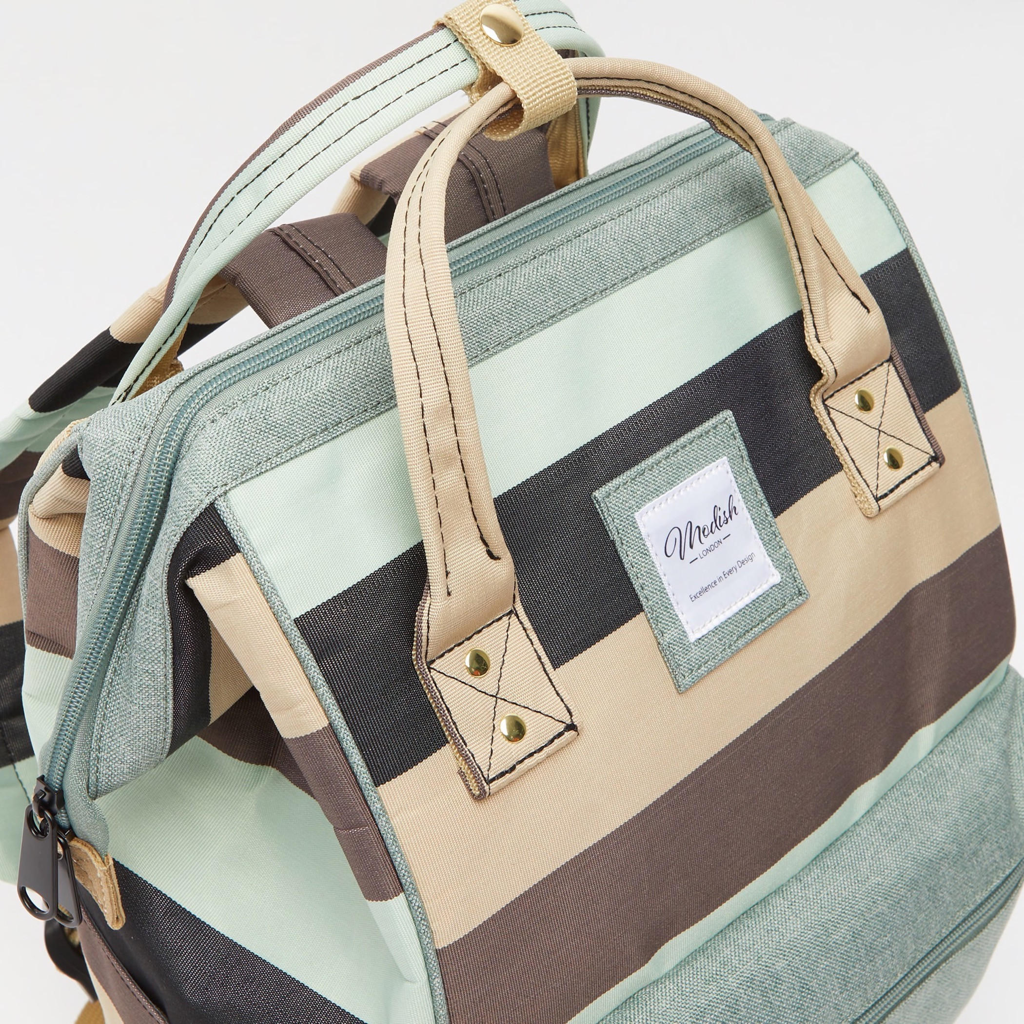 Textured Backpack with Adjustable Shoulder Straps and Stripe Detail-women-bagsandwallets-handbags-image-2