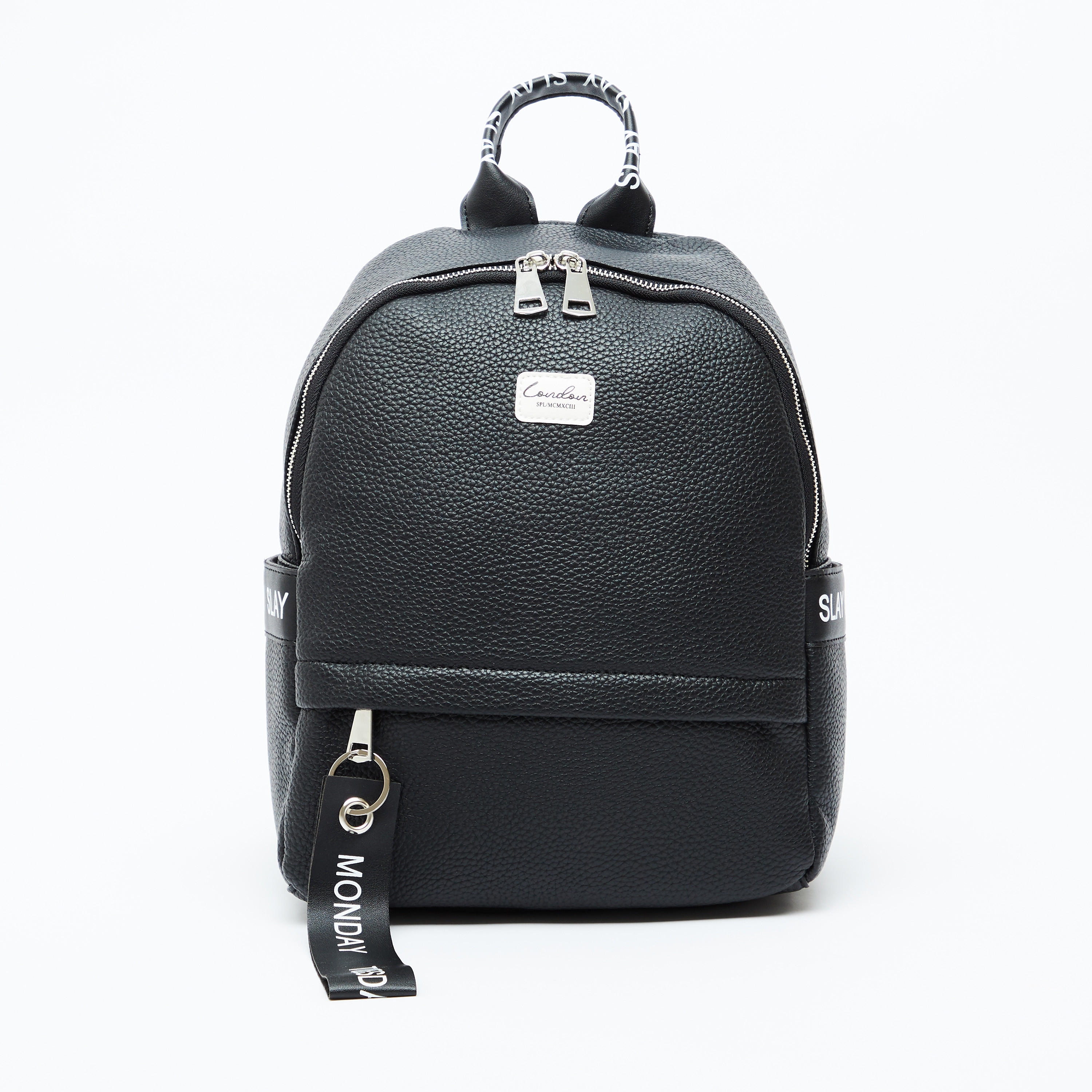 Textured Backpack with Adjustable Straps and Zip Closure-women-bagsandwallets-handbags-image-1