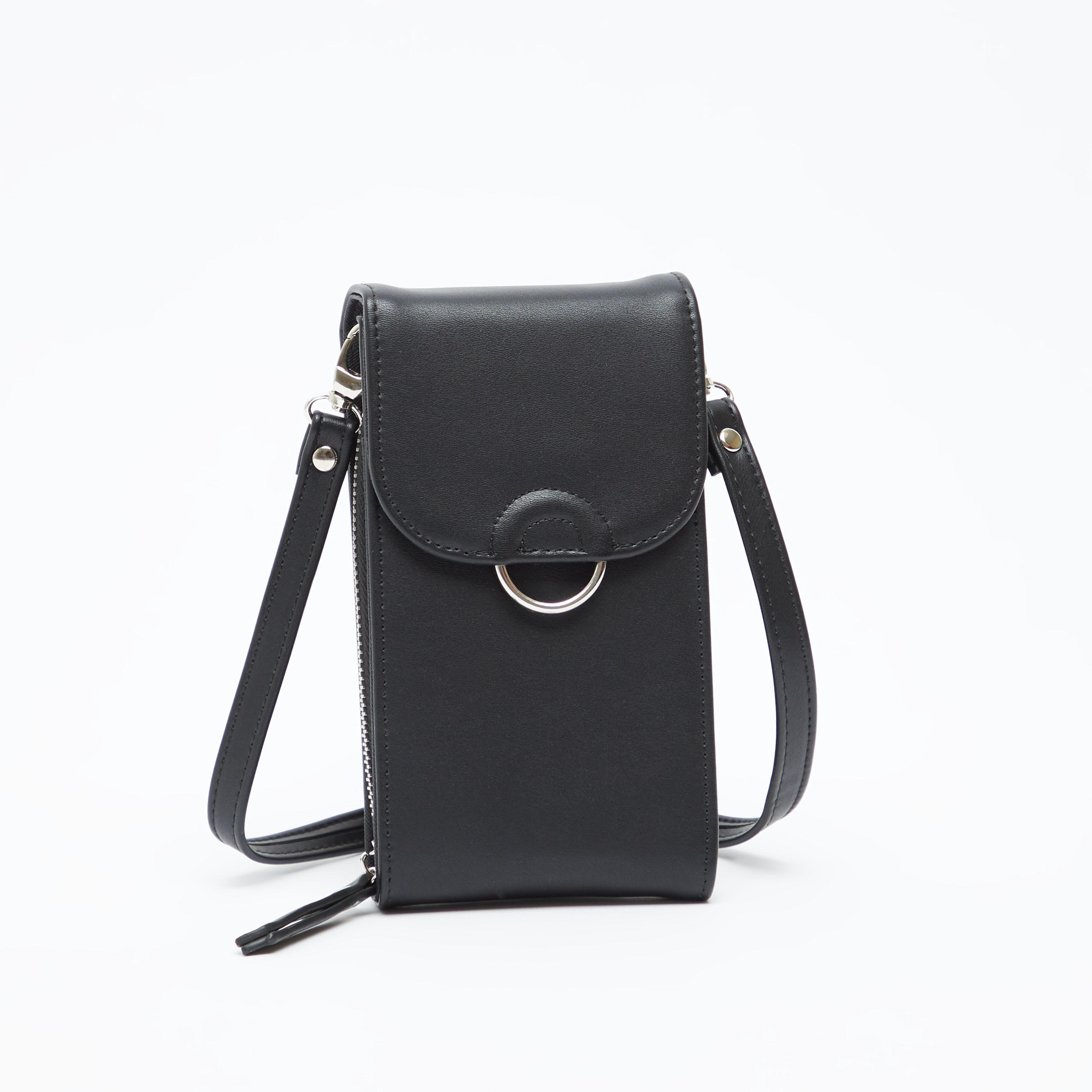 Solid Mobile Pouch with Flap and Shoulder Strap-women-bagsandwallets-handbags-image-1