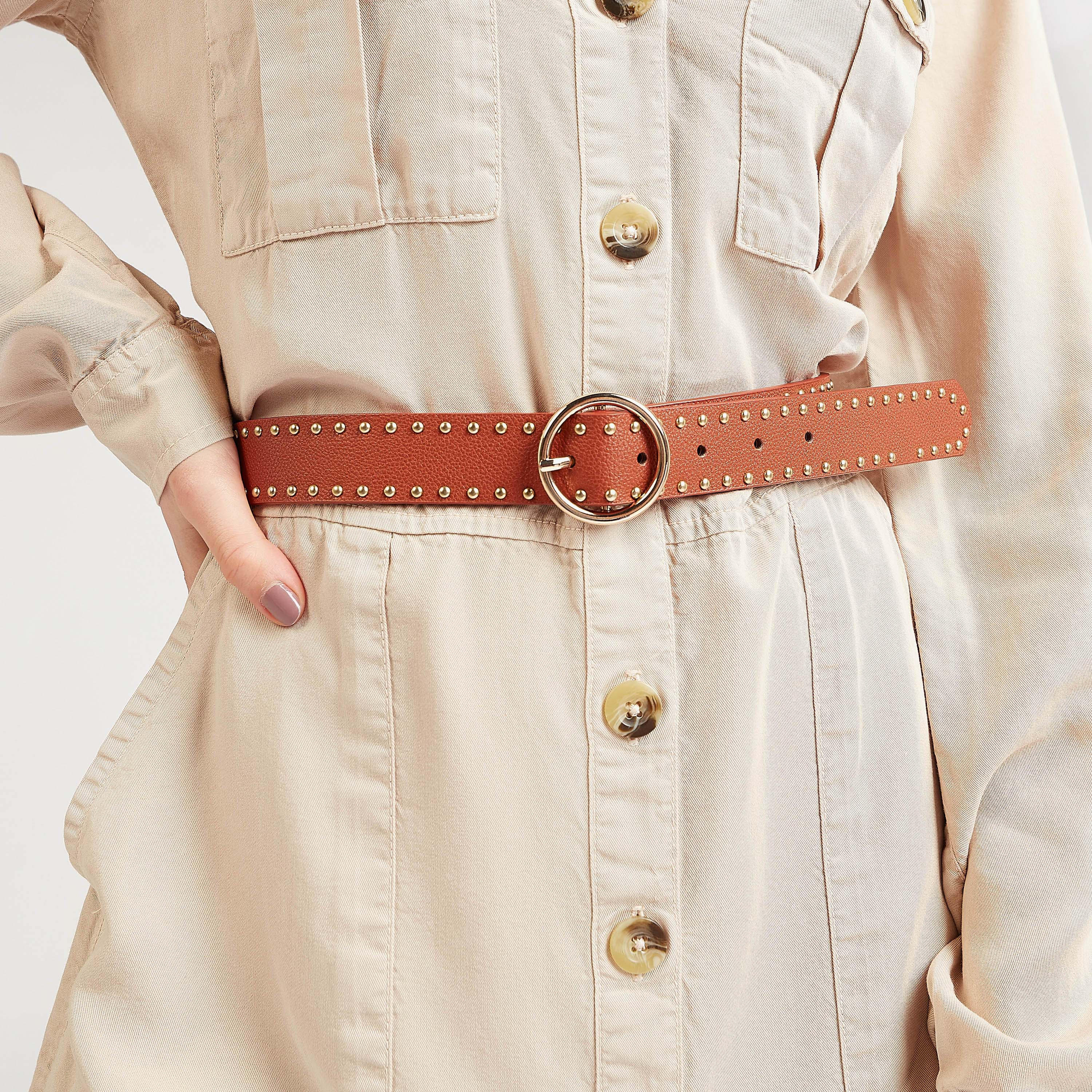 حزام بتفاصيل مزينة وإبزيم بدبوس-women-clothingaccessories-belts-image-2