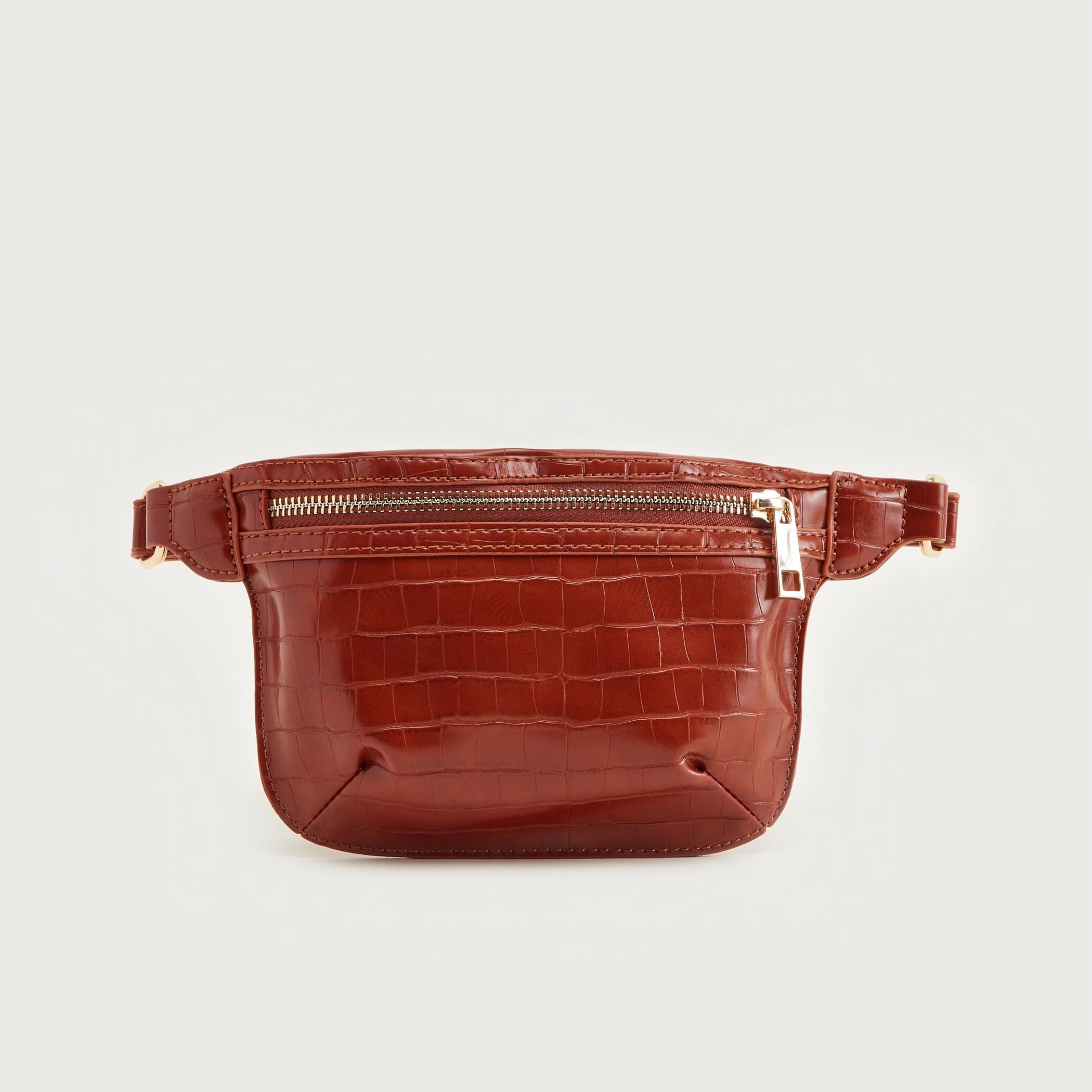 Textured Fanny Pack with Zip Closure and Adjustable Strap-women-bagsandwallets-handbags-image-1