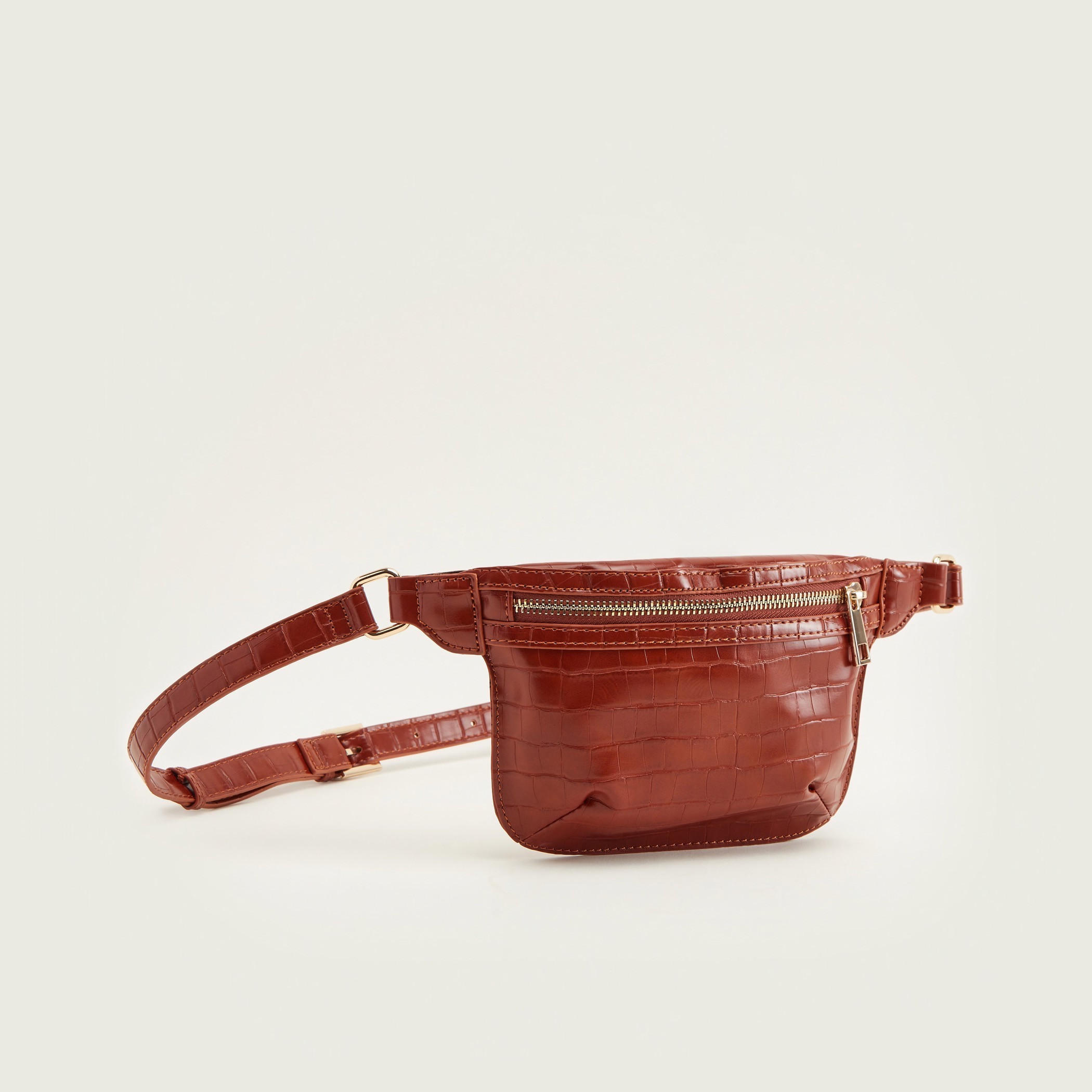 Textured Fanny Pack with Zip Closure and Adjustable Strap-women-bagsandwallets-handbags-image-2